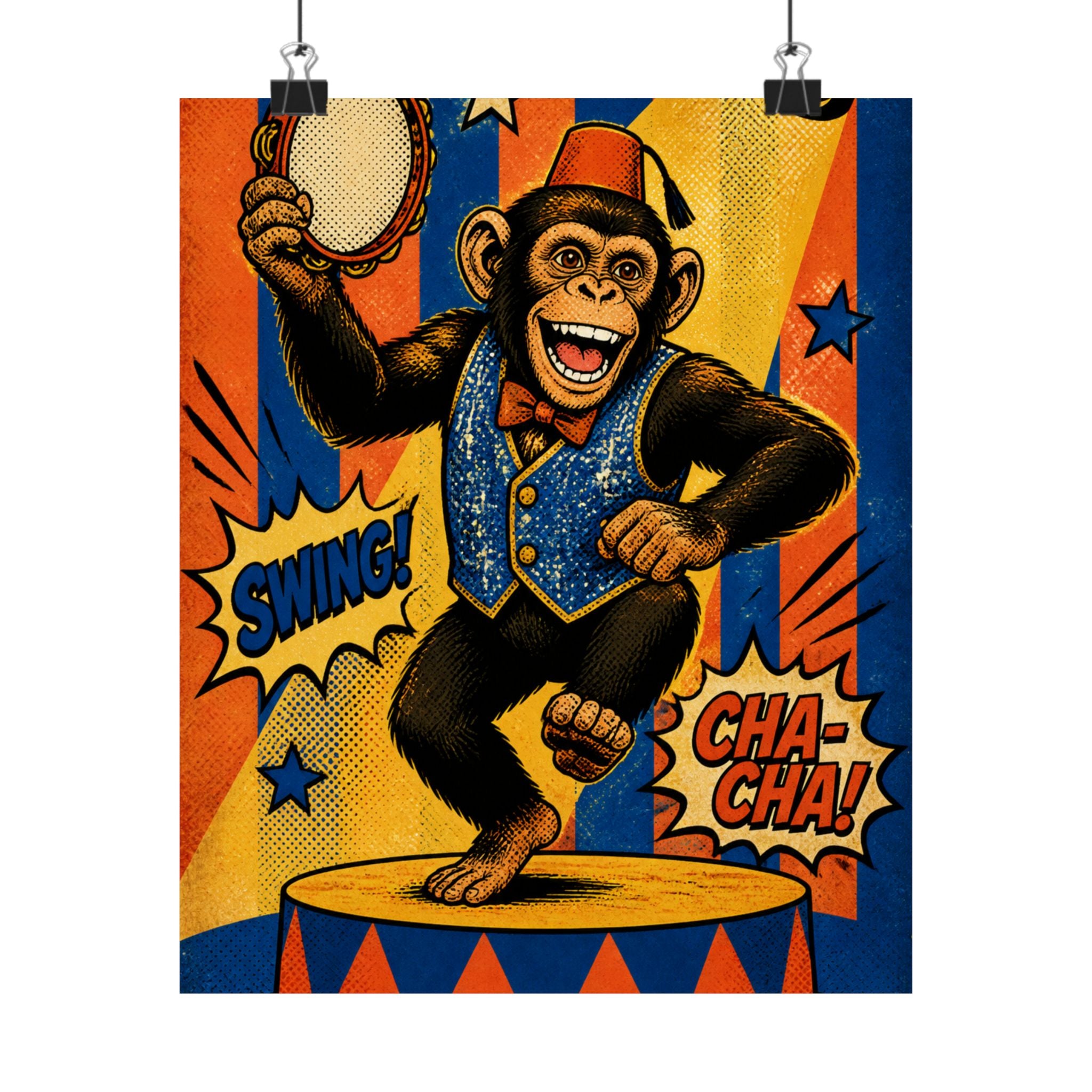 Dancing Monkey Wall Art Poster 18×24 Pop Art Living Room Decor Maximalist Print