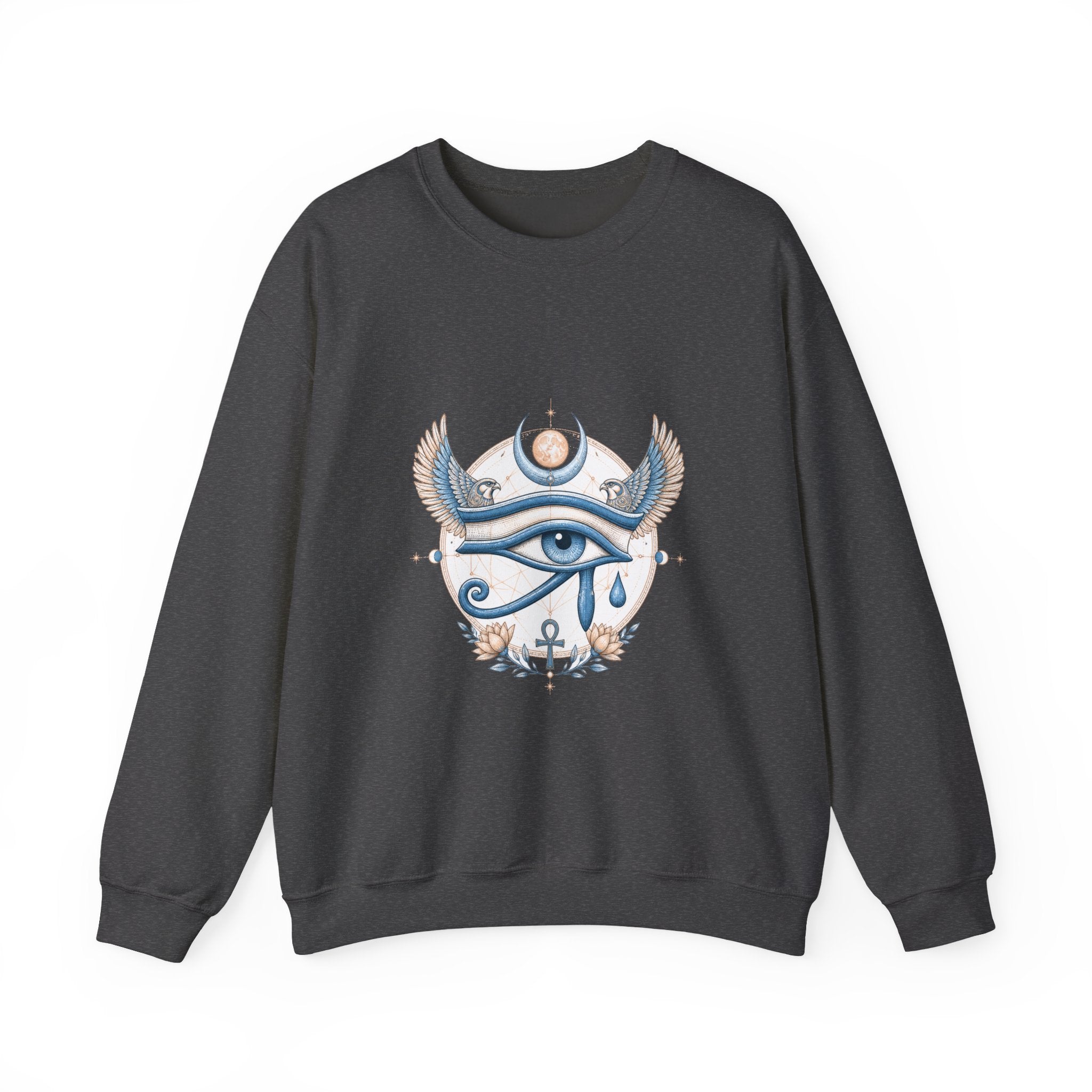 Matching Couple Sweatshirt - Eye of Ra & Horus Matching Couple Comfort Colors Crew Vintage Art His Hers Honeymoon Gift - Design B