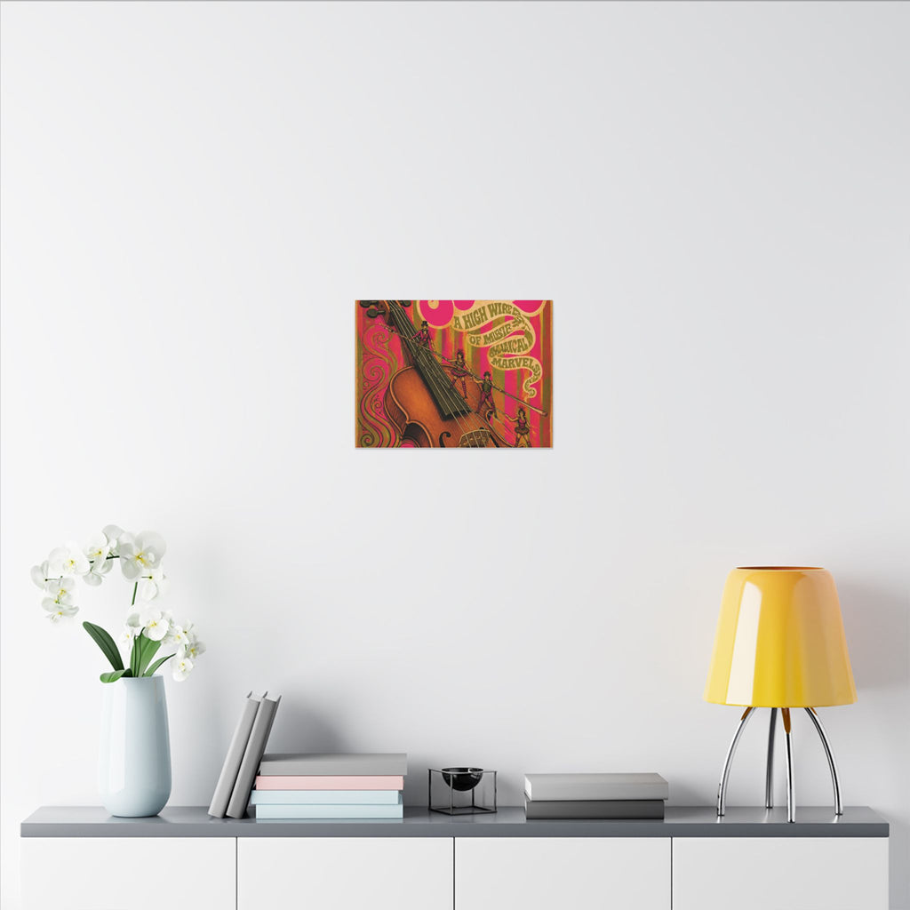 Violin Tightrope Bridge Wall Art Canvas 24×36 Psychedelic Dining Room Decor Maximalist Print