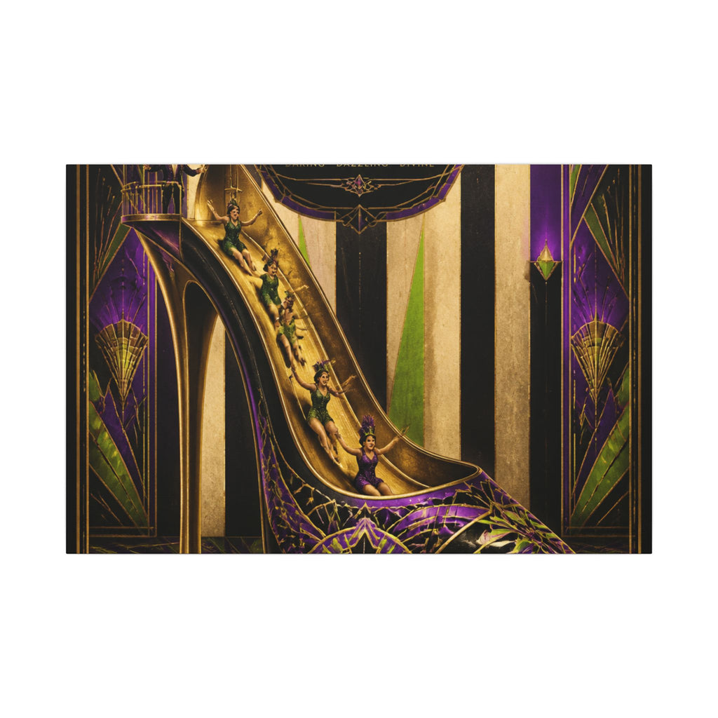 High Heel Slide Wall Art Canvas 24×36 Art Deco Bar Area Decor Maximalist Print