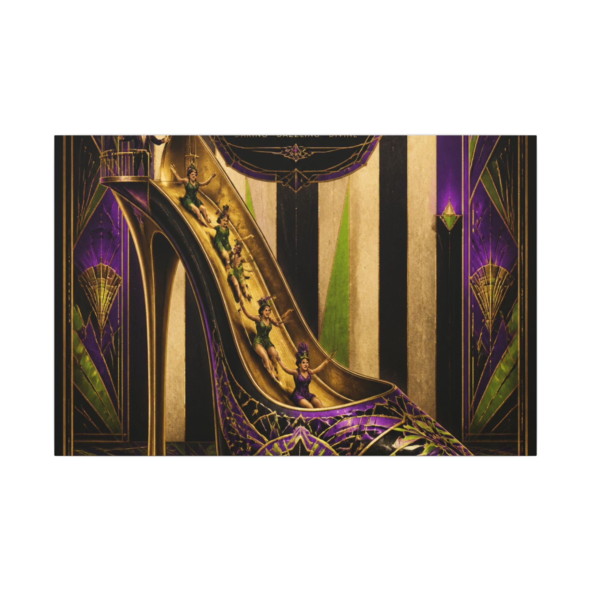 High Heel Slide Wall Art Canvas 24×36 Art Deco Bar Area Decor Maximalist Print