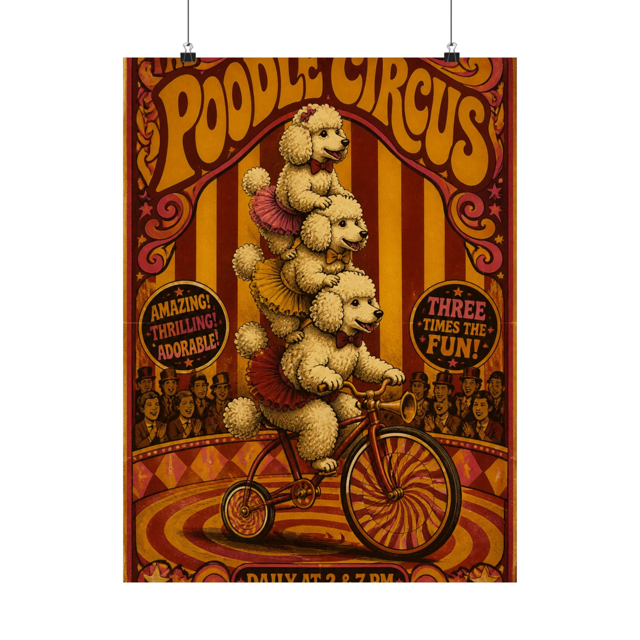 Poodle Stack Bicycle Wall Art Poster 18×24 Psychedelic Cafe Decor Maximalist Print