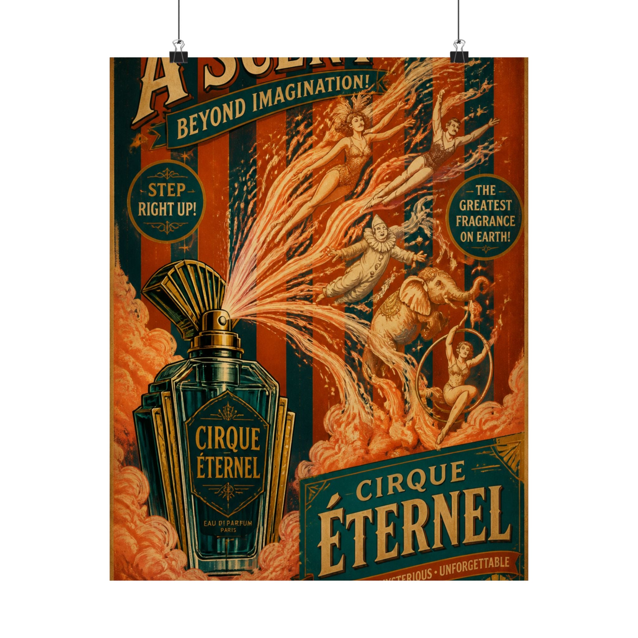 Perfume Bottle Fountain Wall Art Poster 24×36 Vintage Circus Bedroom Decor Maximalist Print