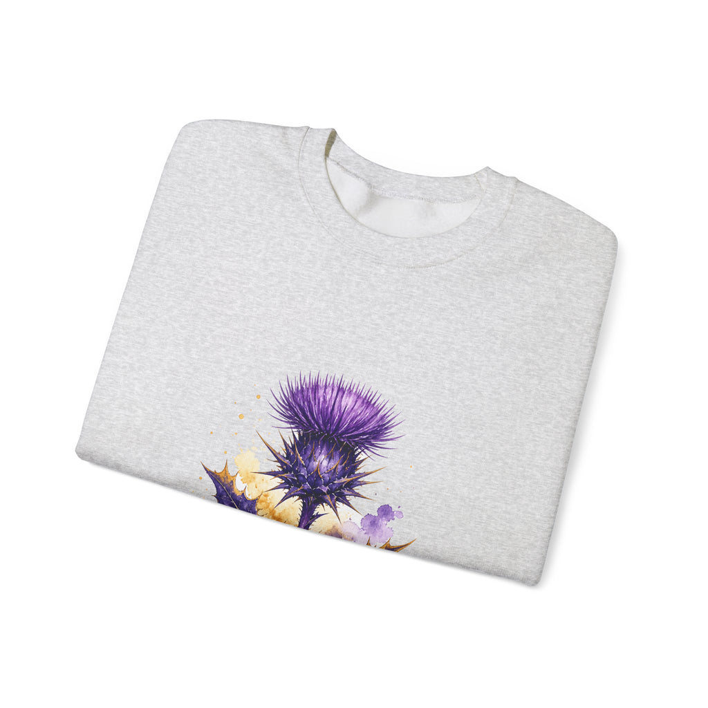 Matching Couple Sweatshirt - Lavender & Thistle Matching Couple Crewneck Sweatshirt Watercolor Art His Hers Engagement Gift - Design B
