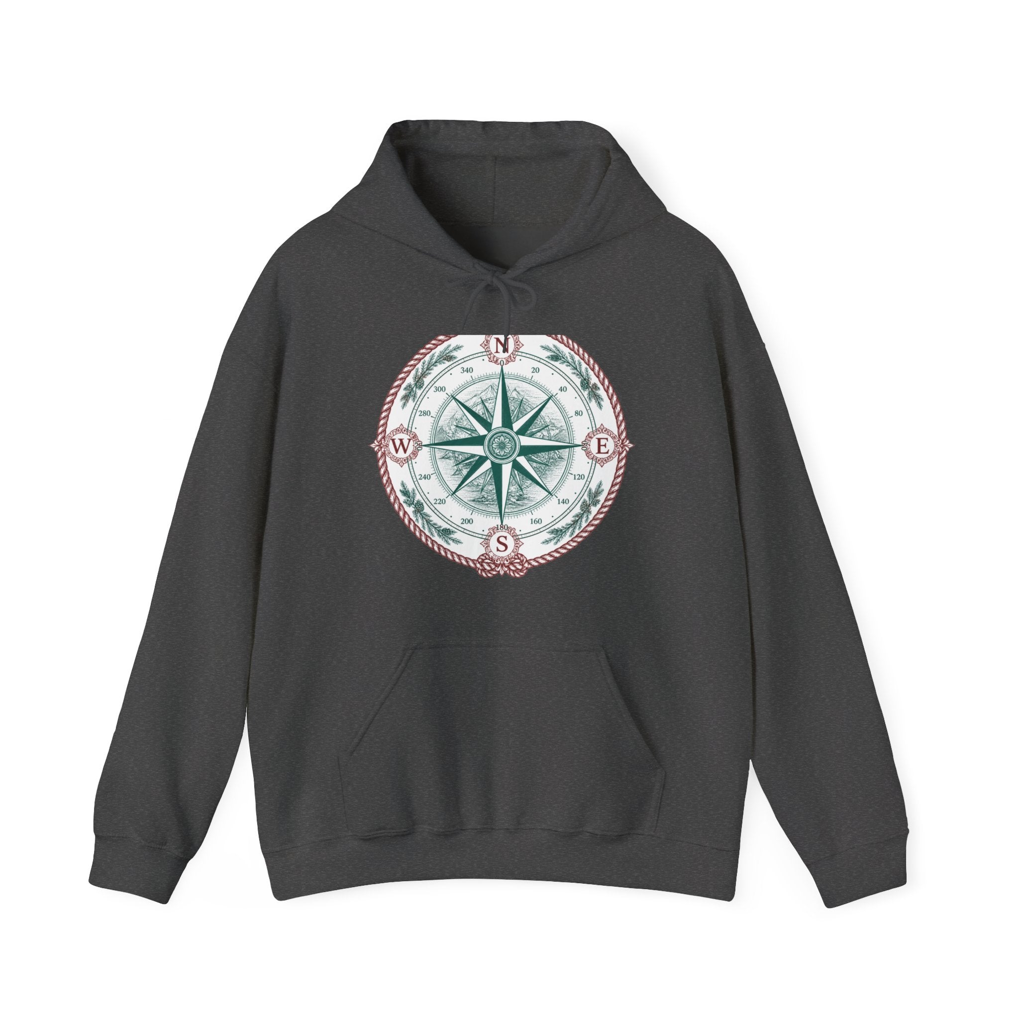 Matching Couple Sweatshirt - Compass North & South Matching Couple Hooded Sweatshirt Vintage Art His Hers Wedding Gift - Design A