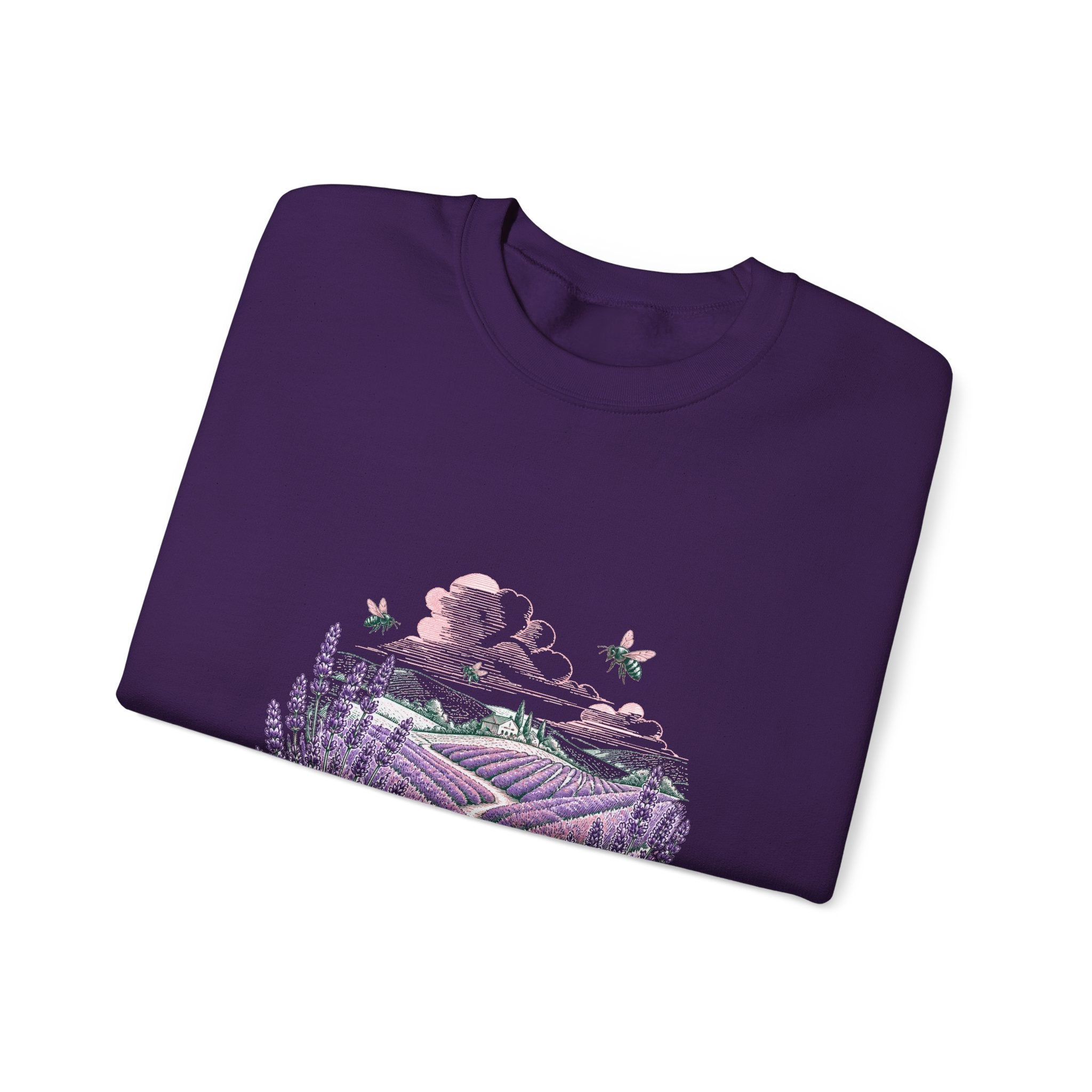 Matching Couple Sweatshirt - Lavender Fields & Canyon Matching Couple Comfort Colors Crew Hand-Drawn Art His Hers Anniversary Gift - Design A