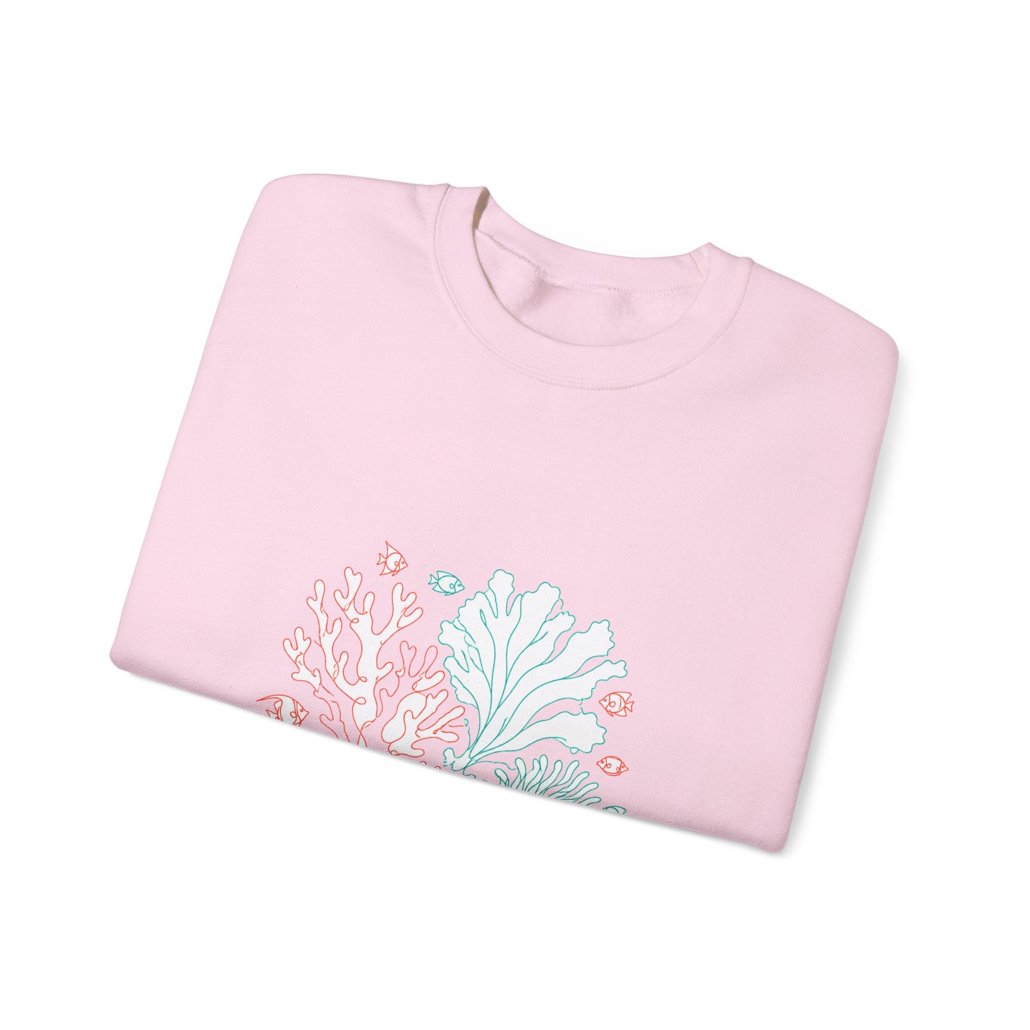 Matching Couple Sweatshirt - Coral Reef & Deep Sea Matching Couple Crewneck Sweatshirt Minimalist Art His Hers Valentine Gift - Design A