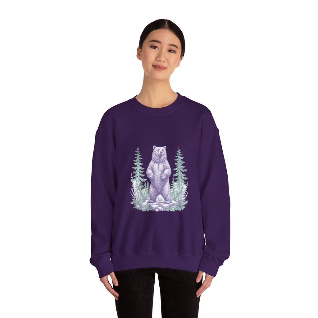 Matching Couple Sweatshirt - Bear & Deer Matching Couple Premium Fleece Sweatshirt Vintage Art His Hers Honeymoon Gift - Design A