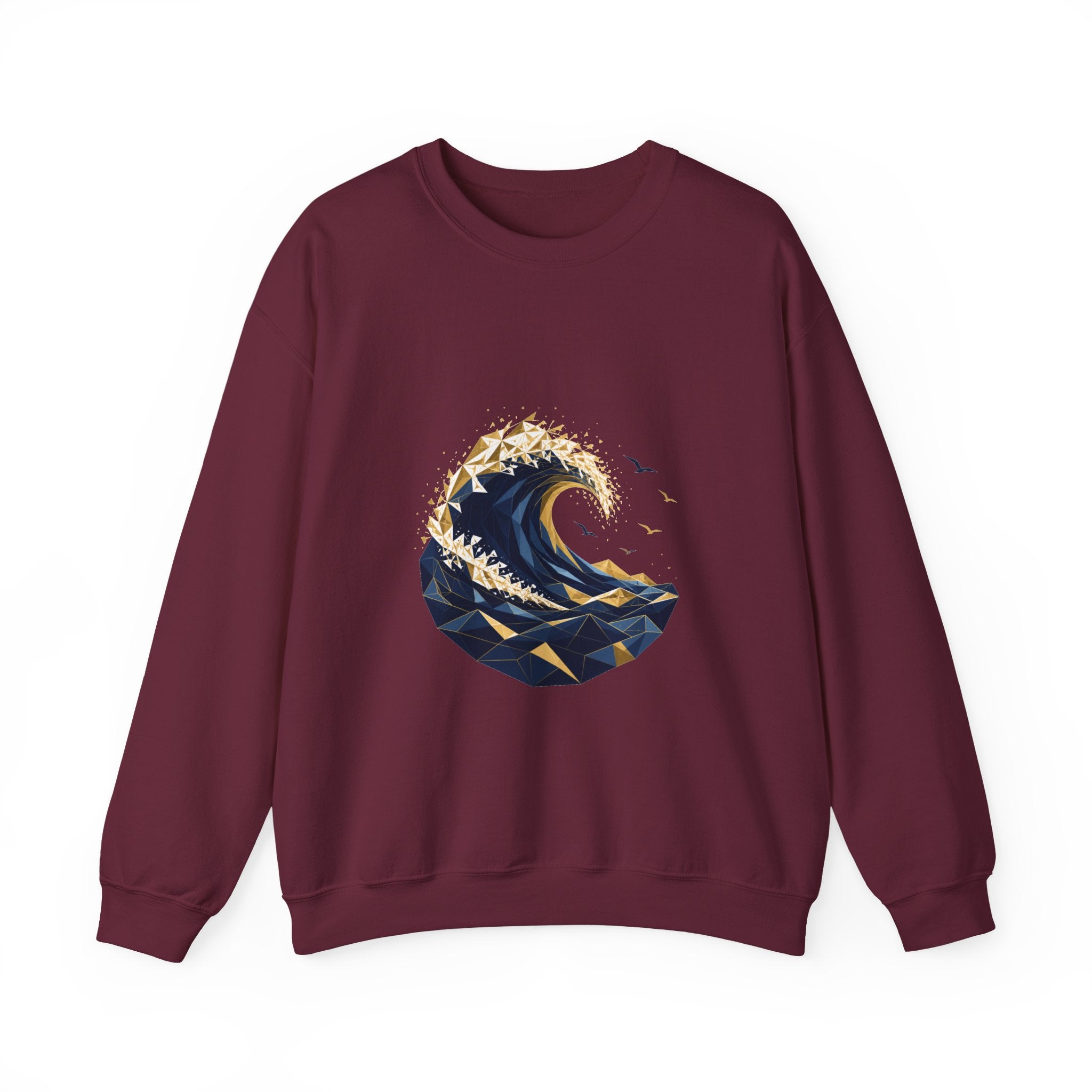 Matching Couple Sweatshirt - Mountain & Ocean Matching Couple Crewneck Sweatshirt Geometric Art His Hers Couple Gift - Design B