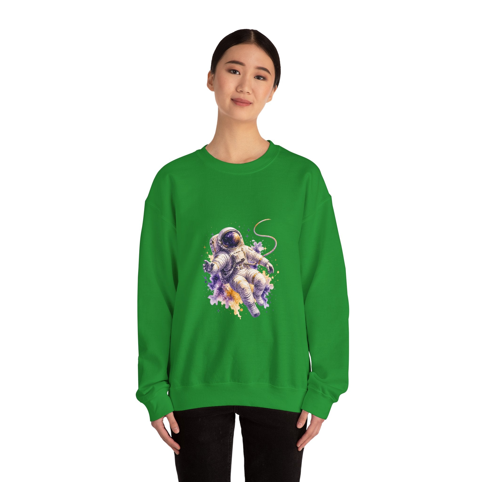 Matching Couple Sweatshirt - Astronaut & Planet Matching Couple Comfort Colors Crew Watercolor Art His Hers Birthday Gift - Design A
