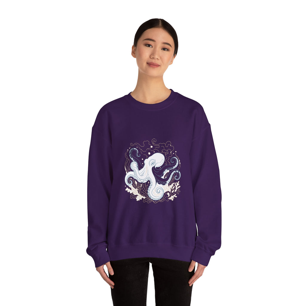 Matching Couple Sweatshirt - Octopus & Jellyfish Matching Couple Crewneck Sweatshirt Minimalist Art His Hers Valentine Gift - Design A