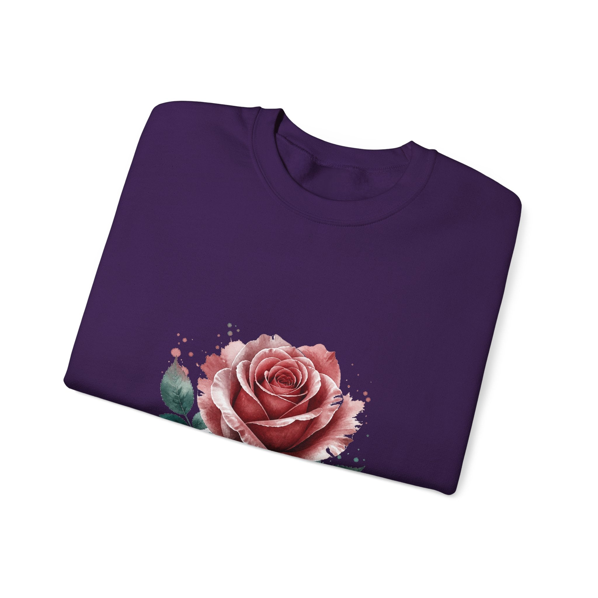 Matching Couple Sweatshirt - Rose & Thorn Matching Couple Crewneck Sweatshirt Watercolor Art His Hers Engagement Gift - Design A