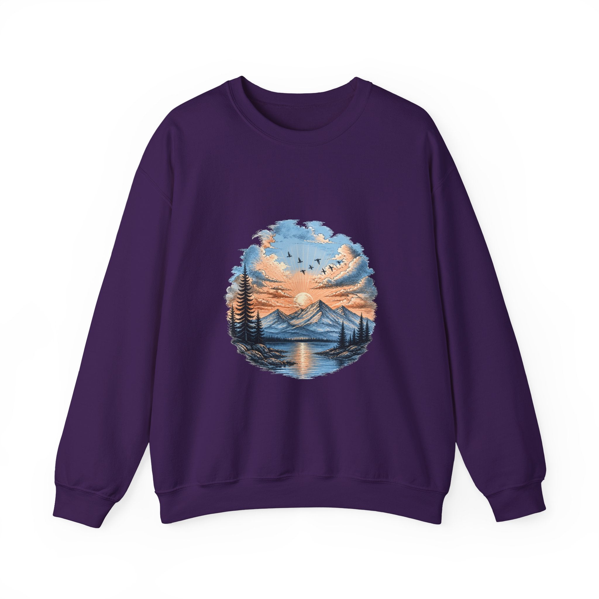 Matching Couple Sweatshirt - Sunrise & Sunset Matching Couple Crewneck Sweatshirt Hand-Drawn Art His Hers Best Friend Gift - Design B