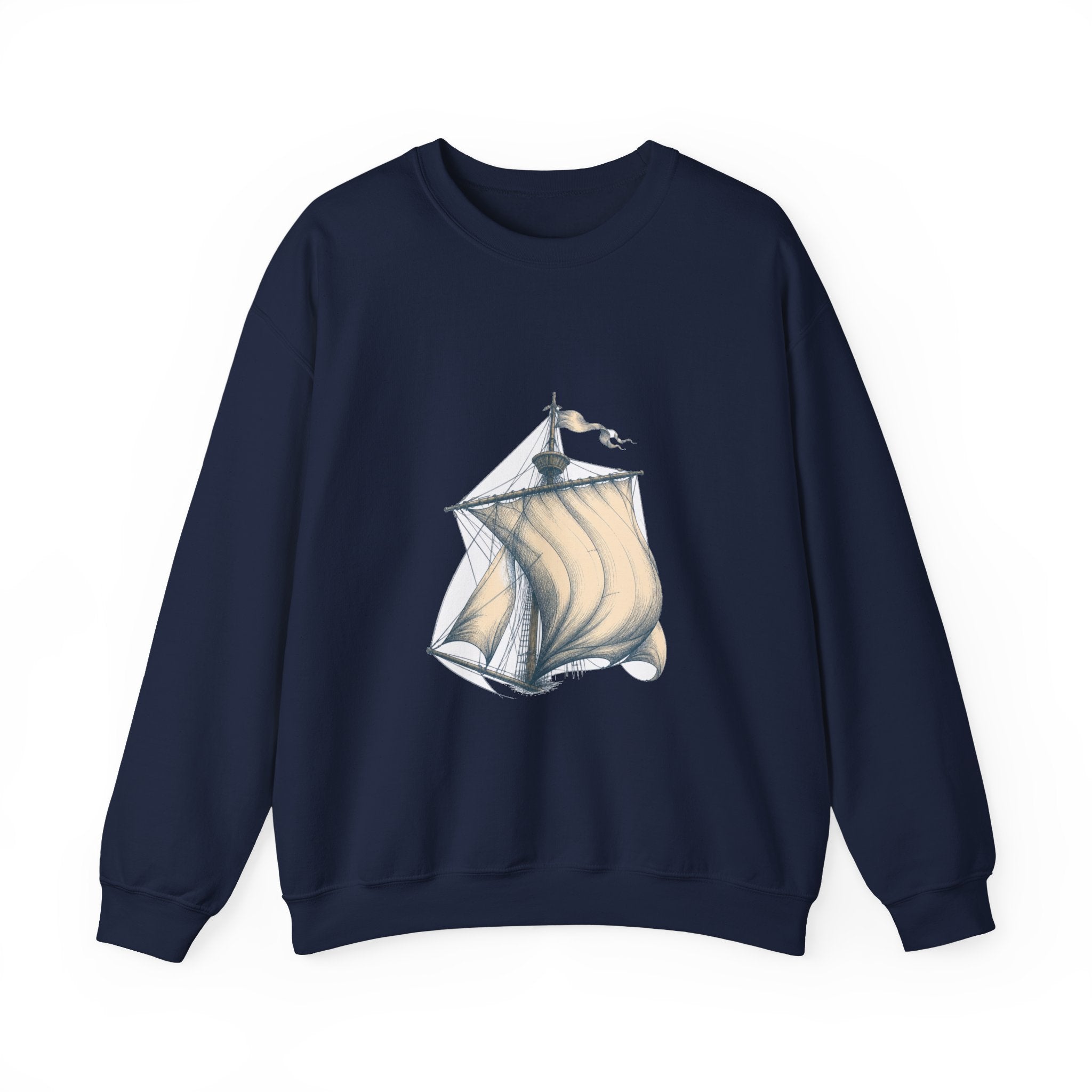 Matching Couple Sweatshirt - Anchor & Sail Matching Couple Comfort Colors Crew Hand-Drawn Art His Hers Anniversary Gift - Design B