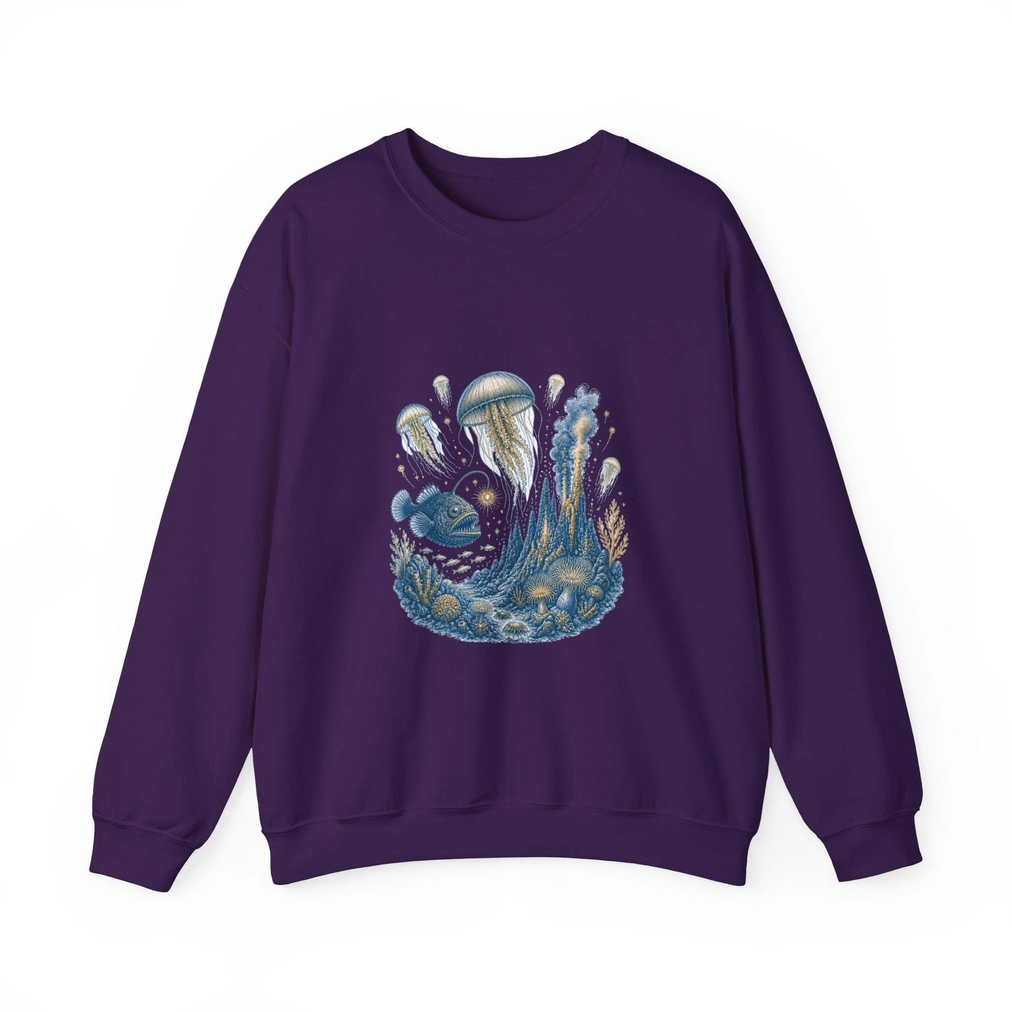 Matching Couple Sweatshirt - Coral Reef & Deep Sea Matching Couple Crewneck Sweatshirt Vintage Art His Hers Wedding Gift - Design B
