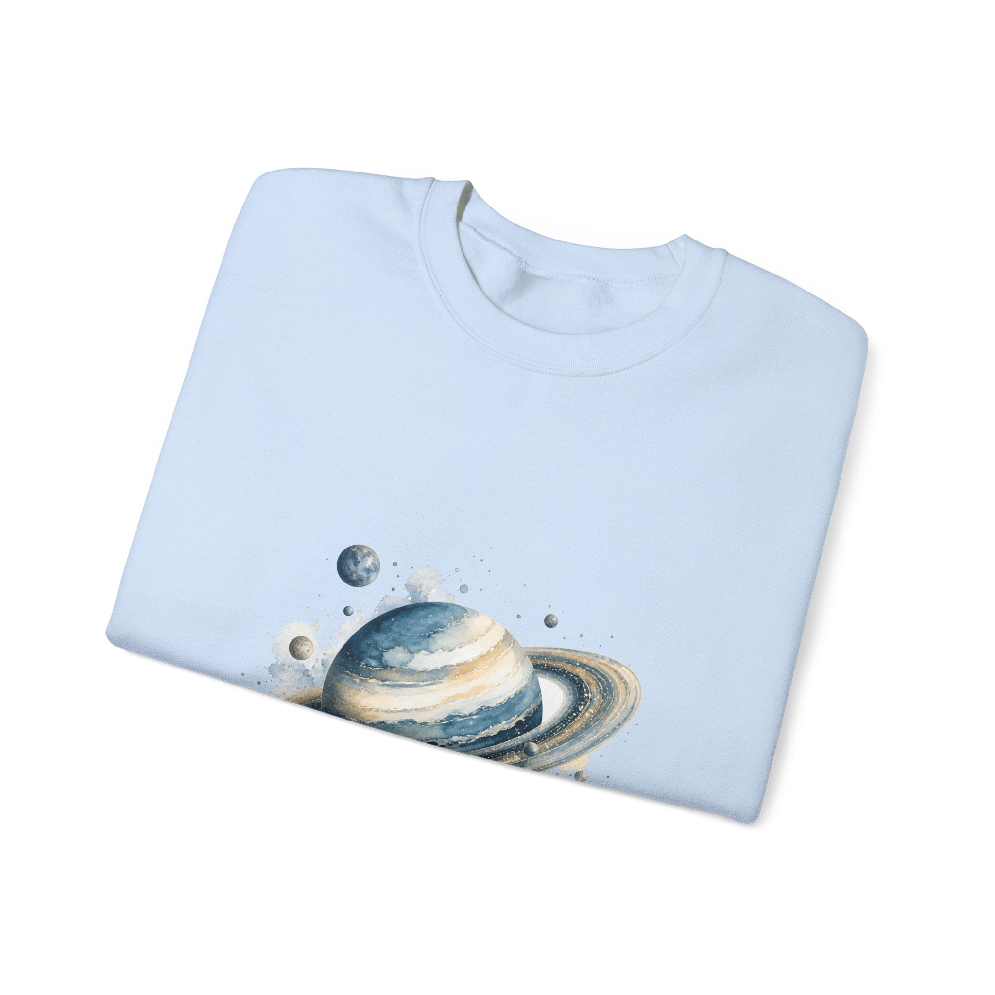 Matching Couple Sweatshirt - Astronaut & Planet Matching Couple Crewneck Sweatshirt Watercolor Art His Hers Engagement Gift - Design B