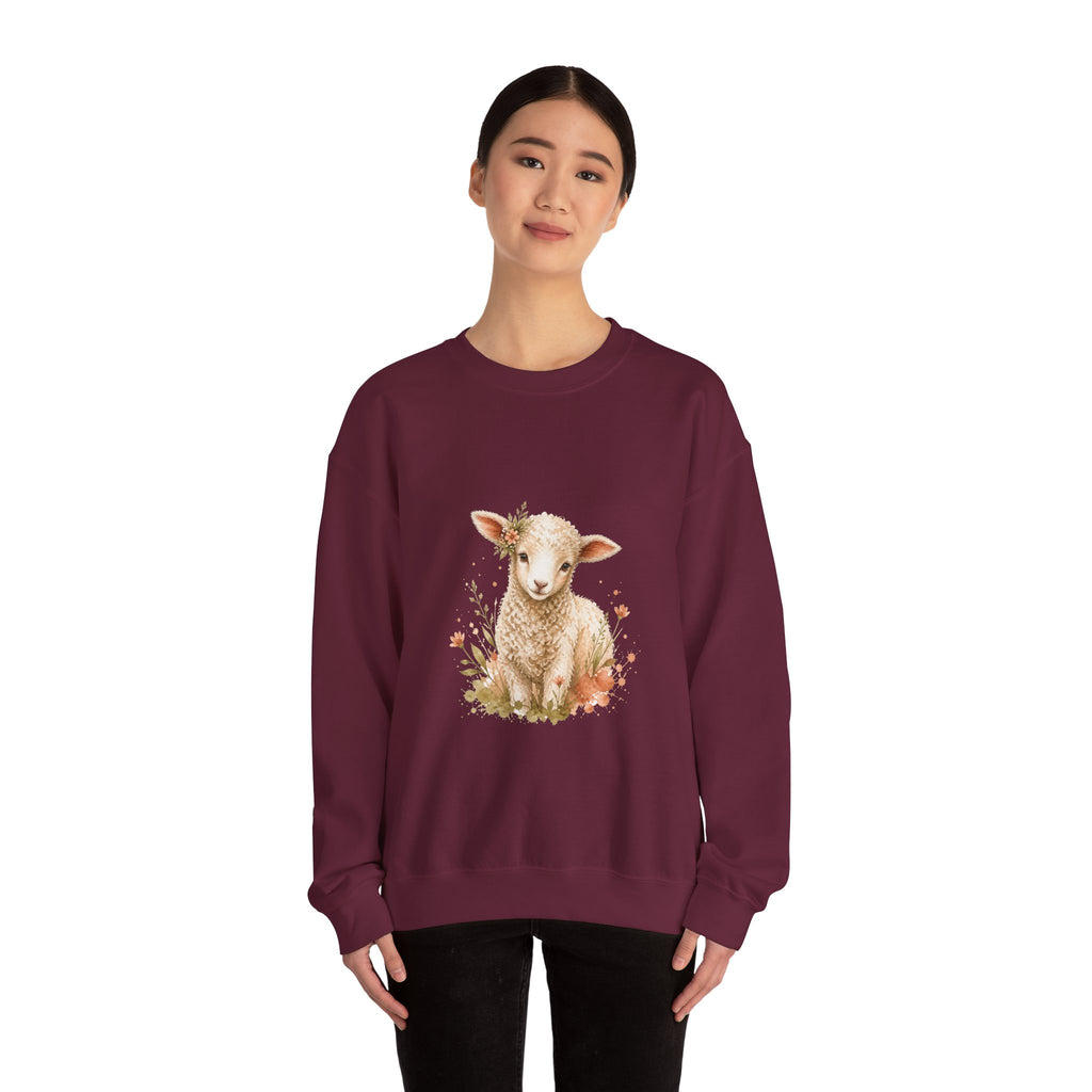 Matching Couple Sweatshirt - Lion & Lamb Matching Couple Comfort Colors Crew Watercolor Art His Hers Birthday Gift - Design B
