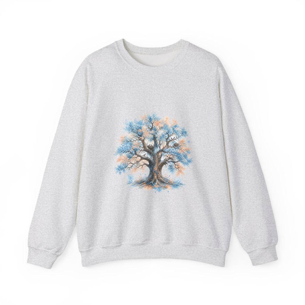 Matching Couple Sweatshirt - Ancient Oak & Deep Roots Matching Couple Crewneck Sweatshirt Watercolor Art His Hers Engagement Gift - Design A
