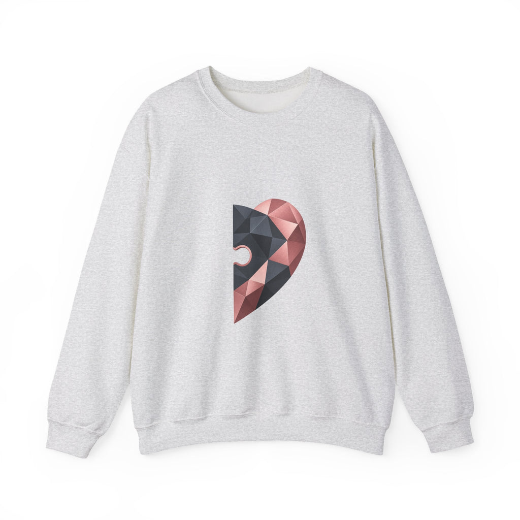 Matching Couple Sweatshirt - Puzzle Pieces Matching Couple Comfort Colors Crew Geometric Art His Hers Love Gift - Design B