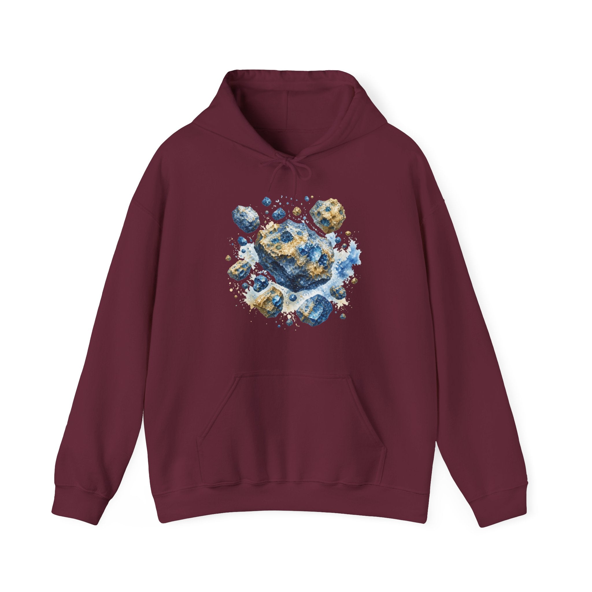 Matching Couple Sweatshirt - Comet & Asteroid Matching Couple Hooded Sweatshirt Watercolor Art His Hers Engagement Gift - Design B