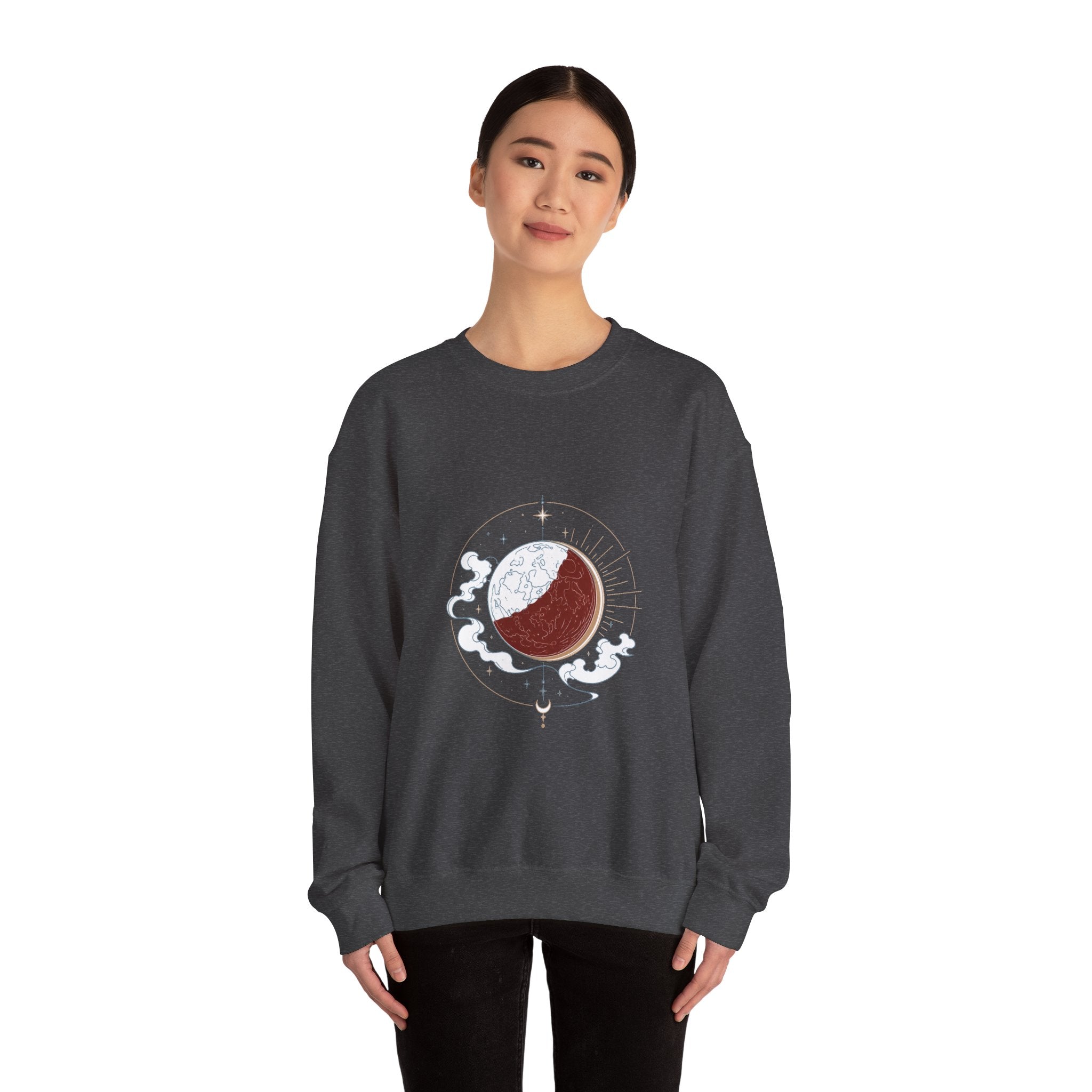 Matching Couple Sweatshirt - Solar & Lunar Eclipse Matching Couple Comfort Colors Crew Minimalist Art His Hers Christmas Gift - Design B