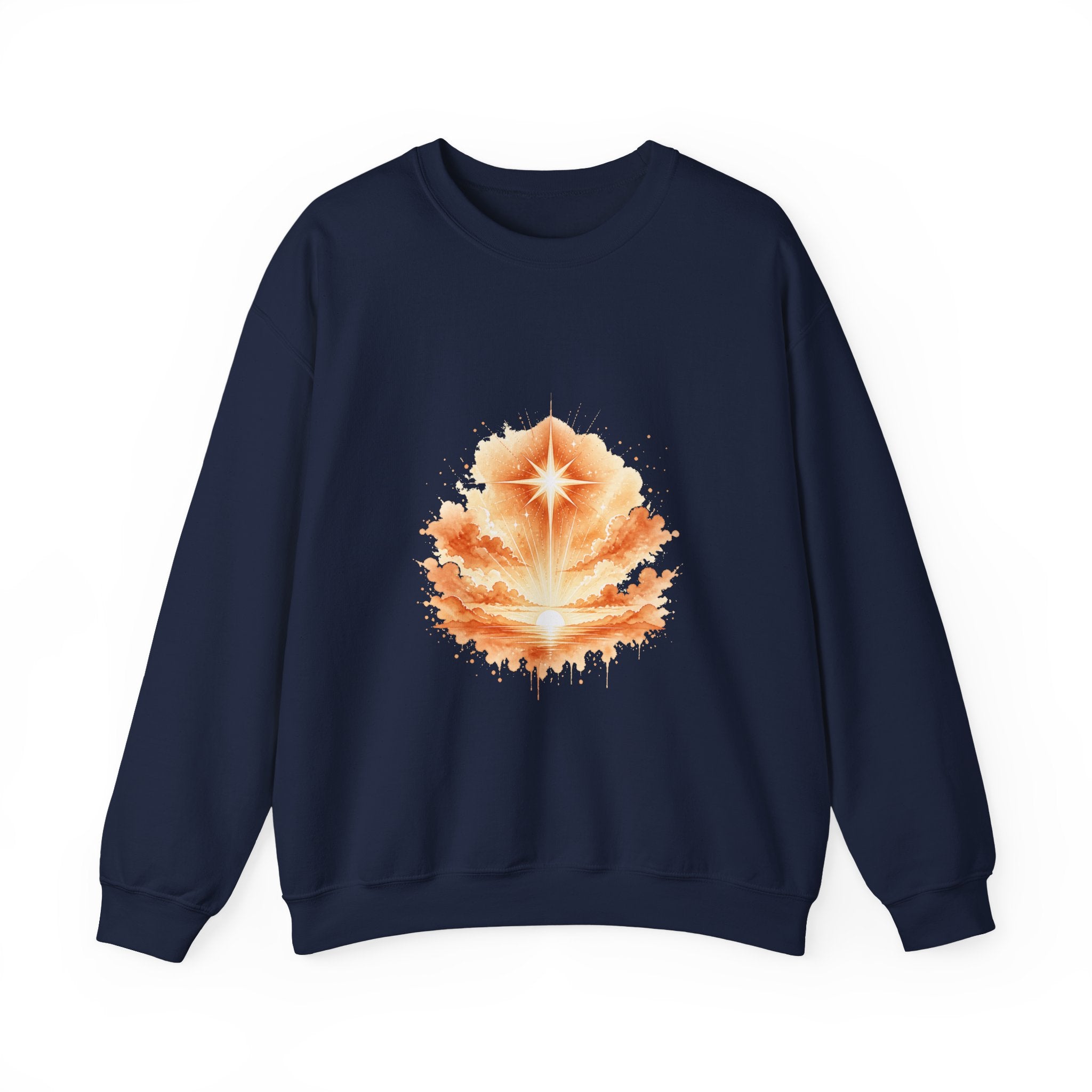 Matching Couple Sweatshirt - Evening & Morning Star Matching Couple Premium Fleece Sweatshirt Watercolor Art His Hers Birthday Gift - Design B
