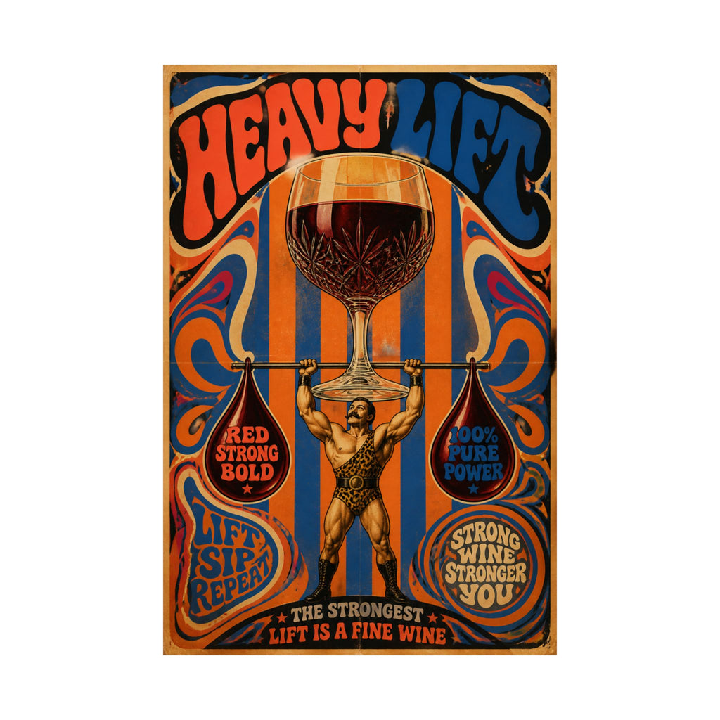 Wine Glass Strongman Wall Art Poster 24×36 Psychedelic Dining Room Decor Maximalist Print