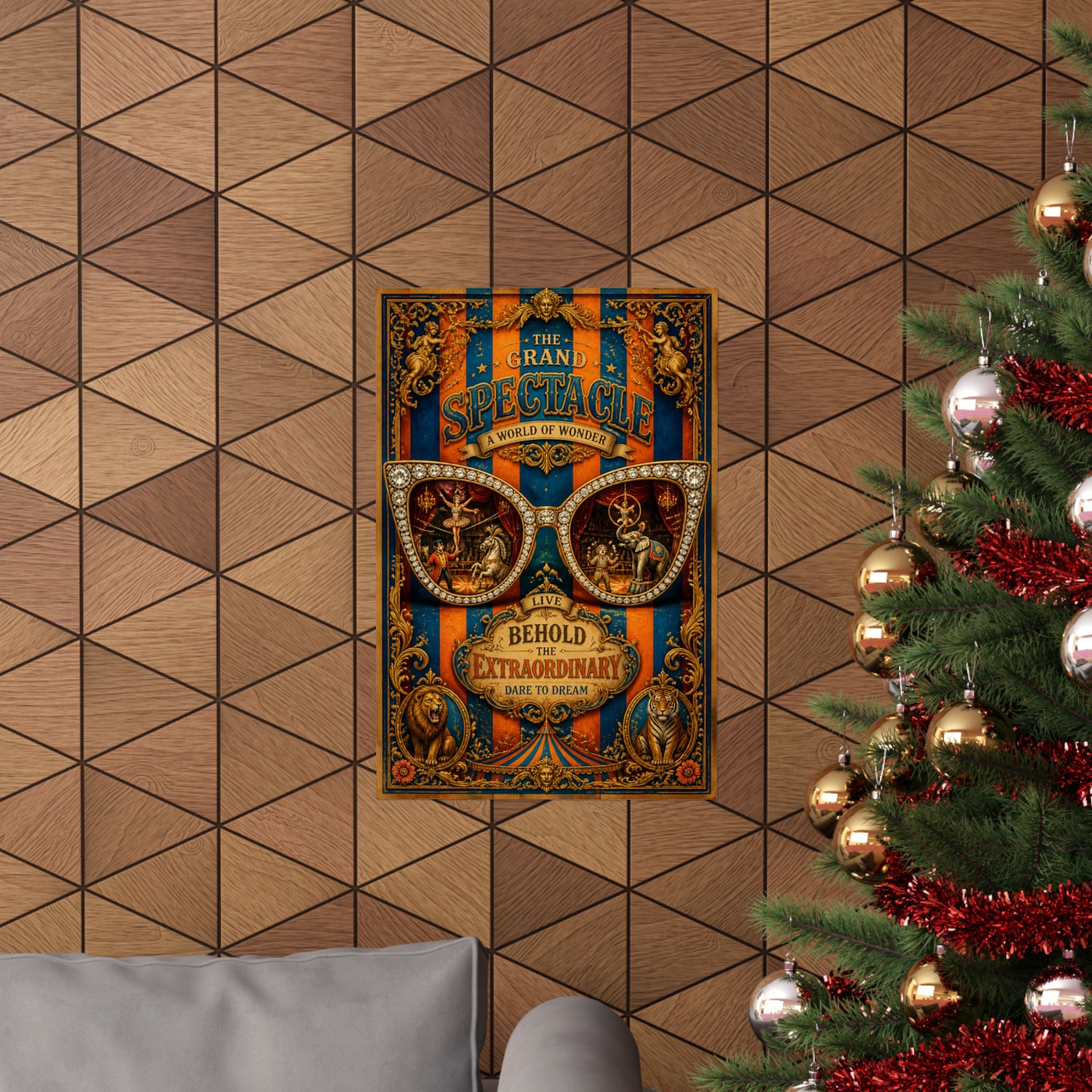 Sunglasses Circus Ring Wall Art Poster 24×36 Baroque Studio Decor Maximalist Print
