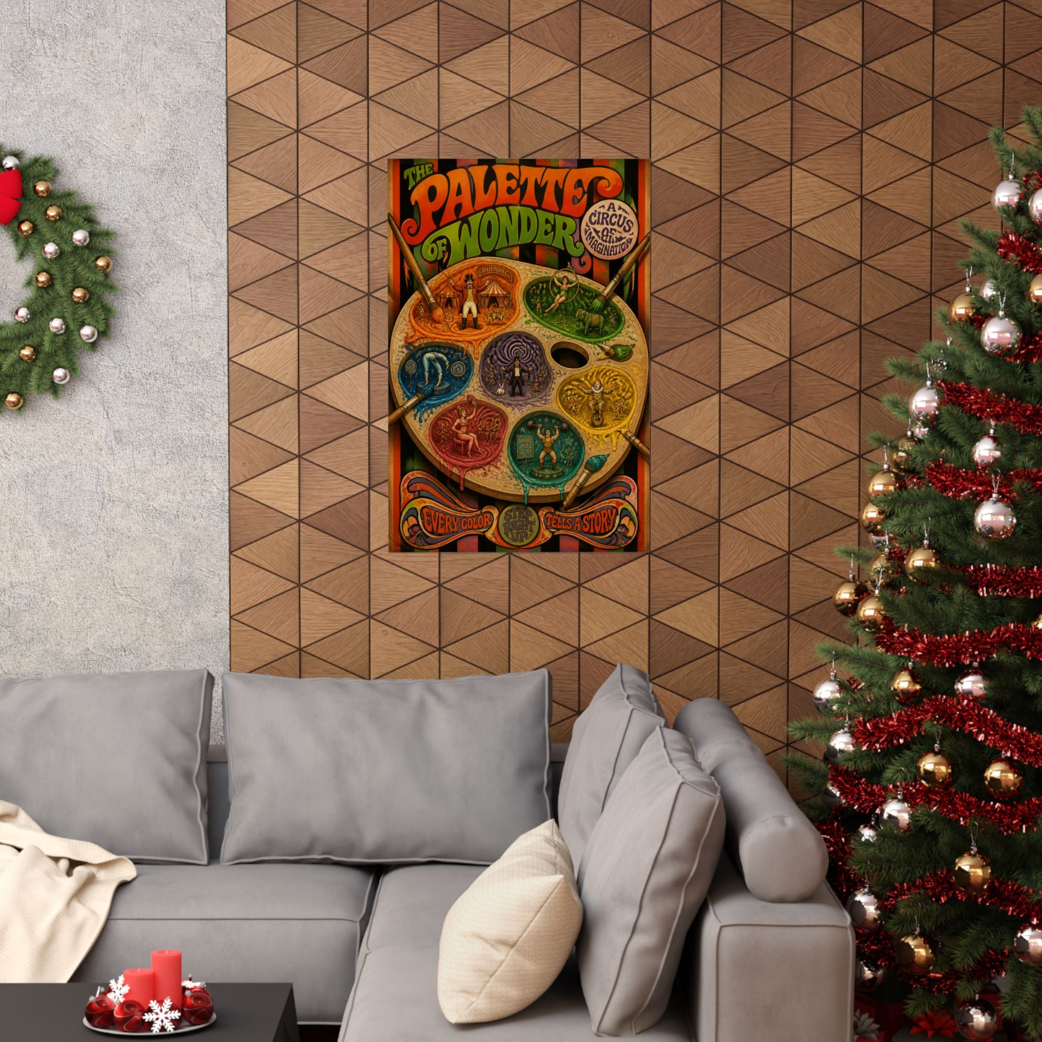 Paint Palette Stage Wall Art Poster 18×24 Psychedelic Cafe Decor Maximalist Print