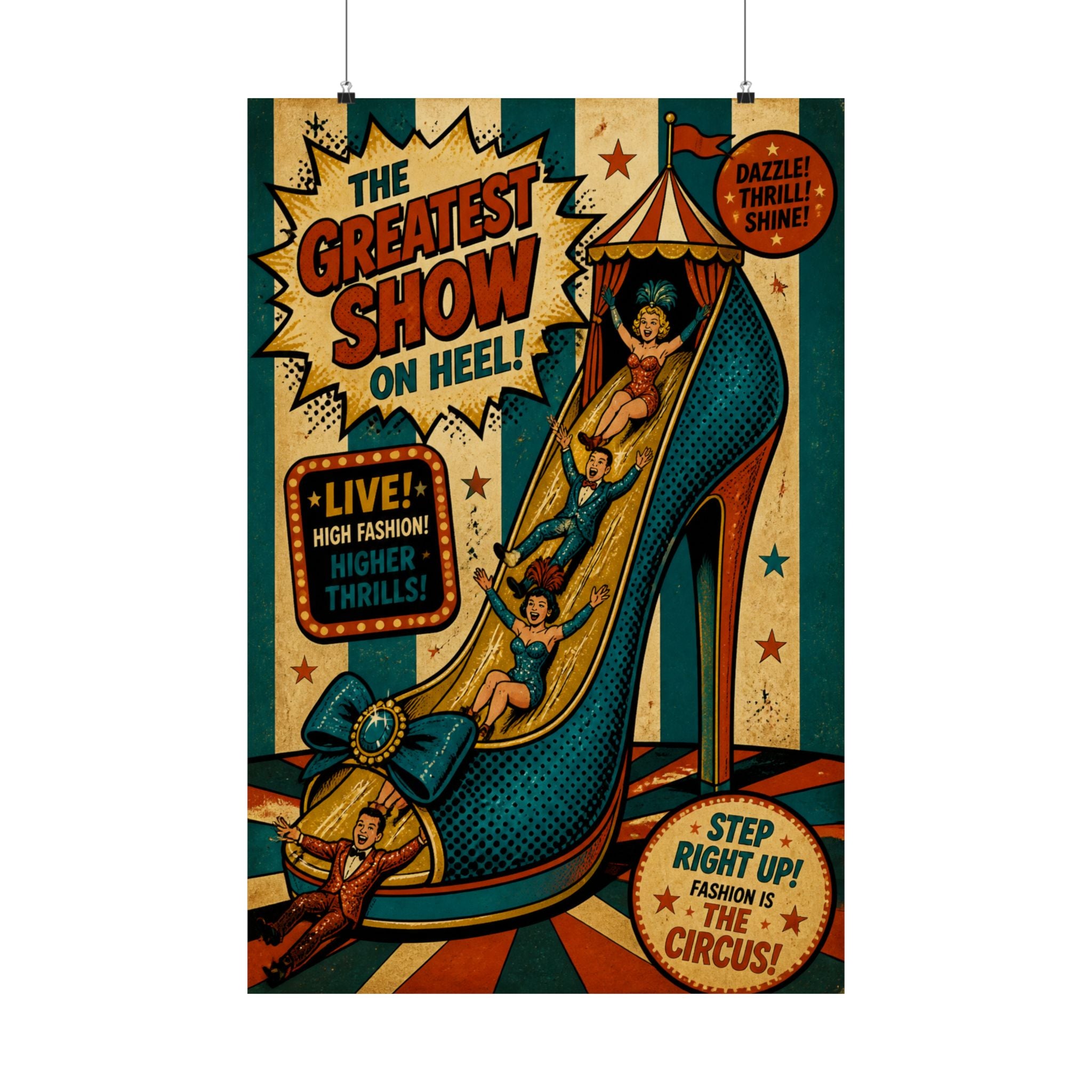 High Heel Slide Wall Art Poster 18×24 Pop Art Living Room Decor Maximalist Print