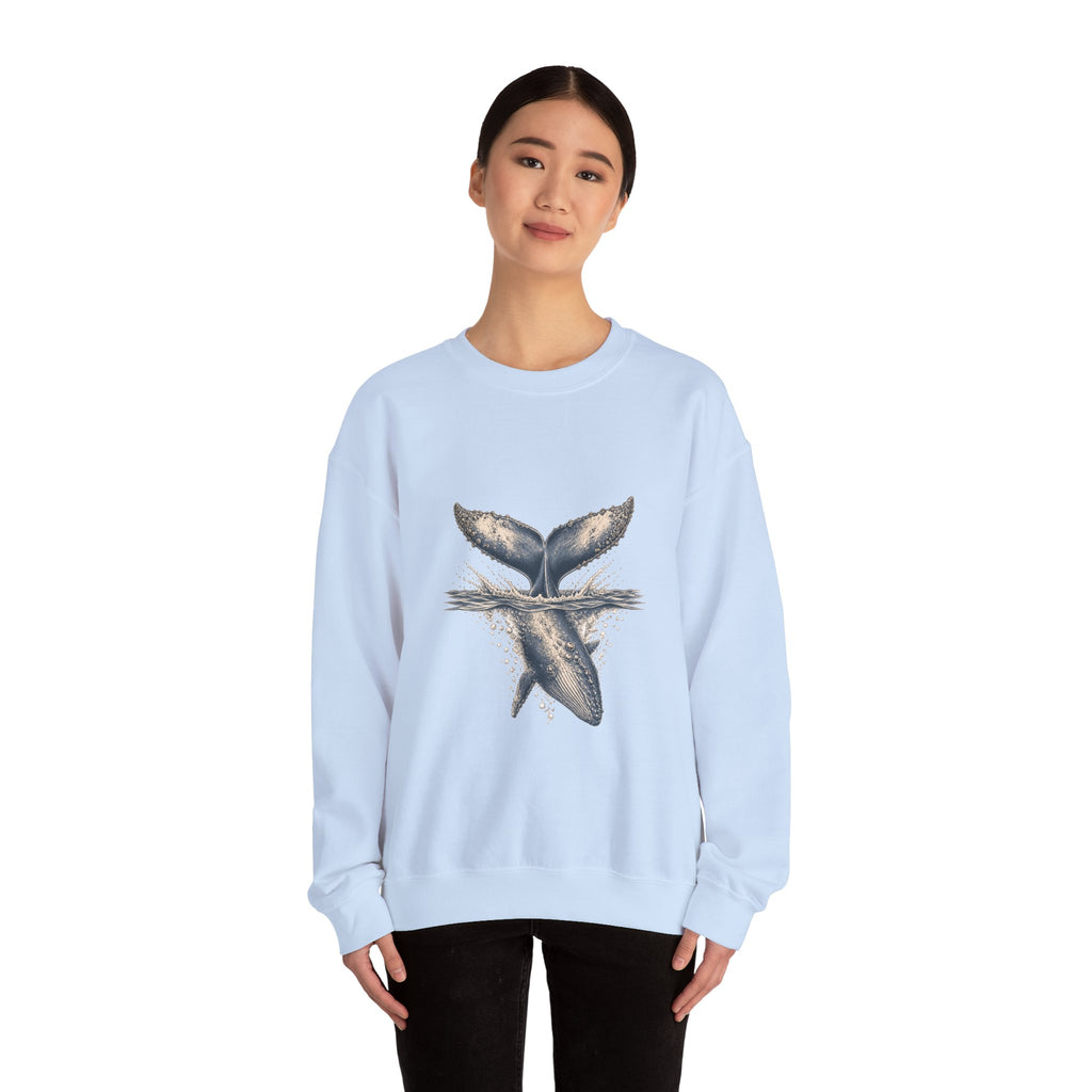 Matching Couple Sweatshirt - Eagle & Whale Matching Couple Crewneck Sweatshirt Hand-Drawn Art His Hers Best Friend Gift - Design B