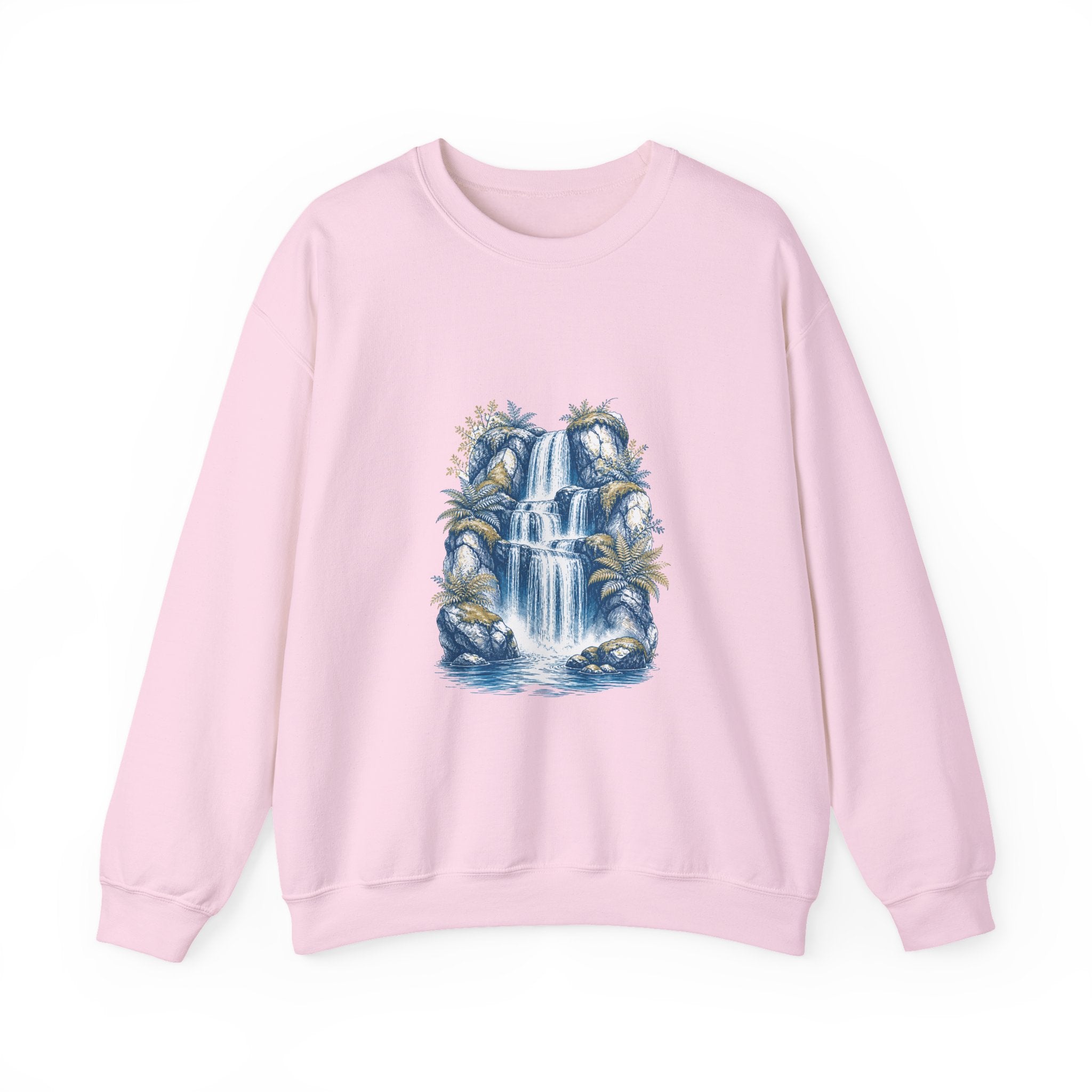 Matching Couple Sweatshirt - Wildfire & Waterfall Matching Couple Premium Fleece Sweatshirt Hand-Drawn Art His Hers Anniversary Gift - Design B