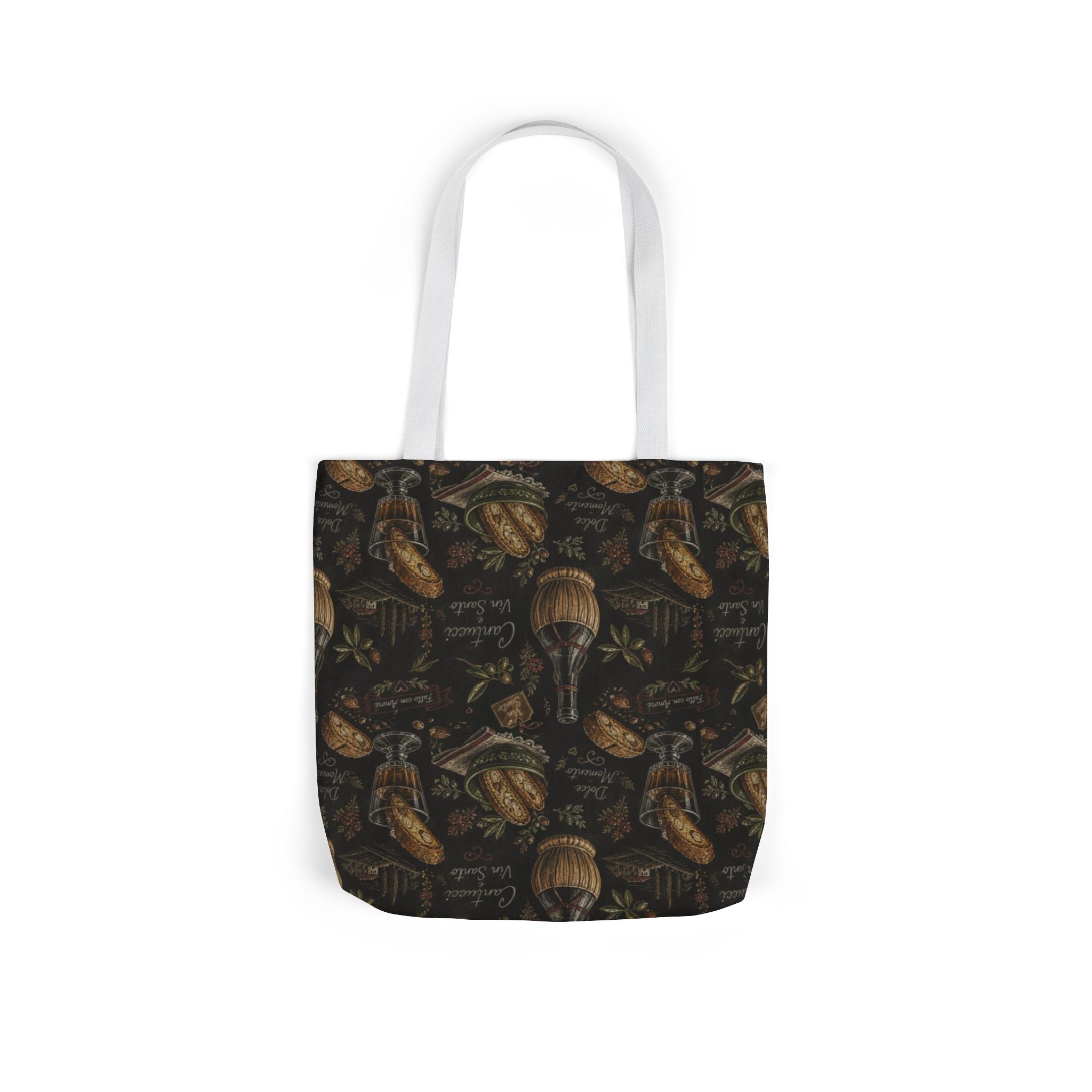 Biscotti & Vin Santo Canvas Tote Bag Mediterranean Kitchen Chalk Art Design Italian Cottagecore Gift