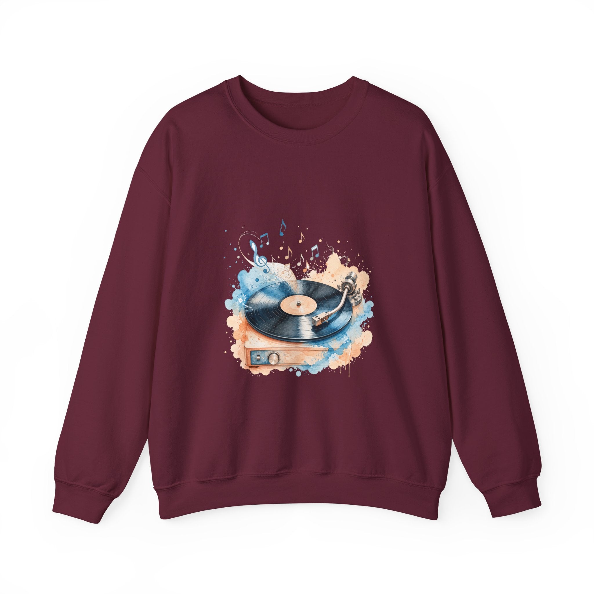 Matching Couple Sweatshirt - Vinyl & Cassette Matching Couple Comfort Colors Crew Watercolor Art His Hers Birthday Gift - Design A