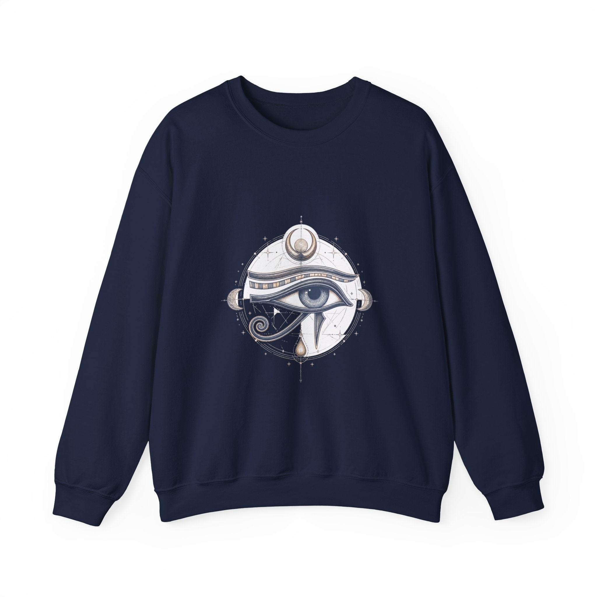 Matching Couple Sweatshirt - Eye of Ra & Horus Matching Couple Crewneck Sweatshirt Hand-Drawn Art His Hers Best Friend Gift - Design B