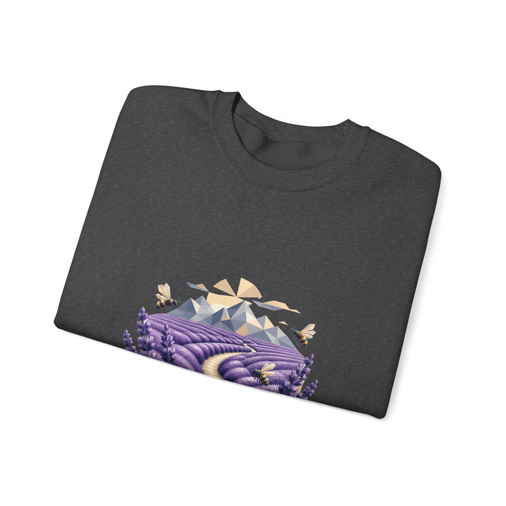 Matching Couple Sweatshirt - Lavender Fields & Canyon Matching Couple Crewneck Sweatshirt Geometric Art His Hers Couple Gift - Design A