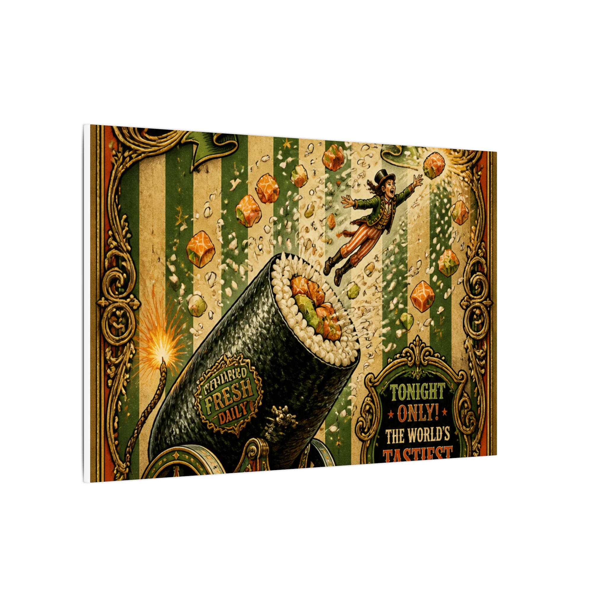 Sushi Roll Cannon Wall Art Canvas 16×20 Baroque Home Office Decor Maximalist Print