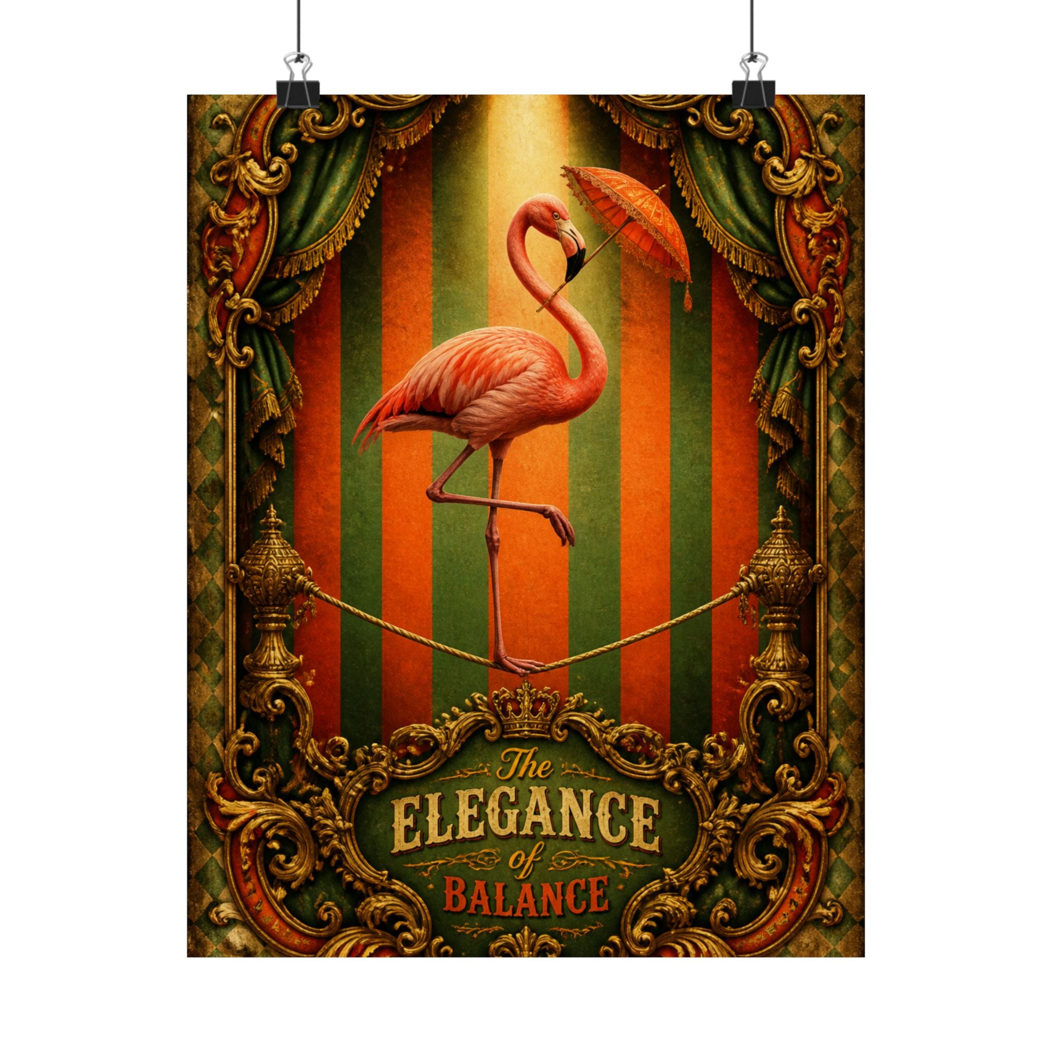Flamingo Tightrope Wall Art Poster 18×24 Baroque Home Office Decor Maximalist Print