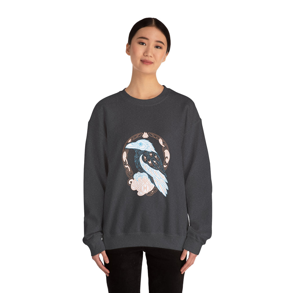 Matching Couple Sweatshirt - Huginn & Muninn Matching Couple Crewneck Sweatshirt Minimalist Art His Hers Valentine Gift - Design A