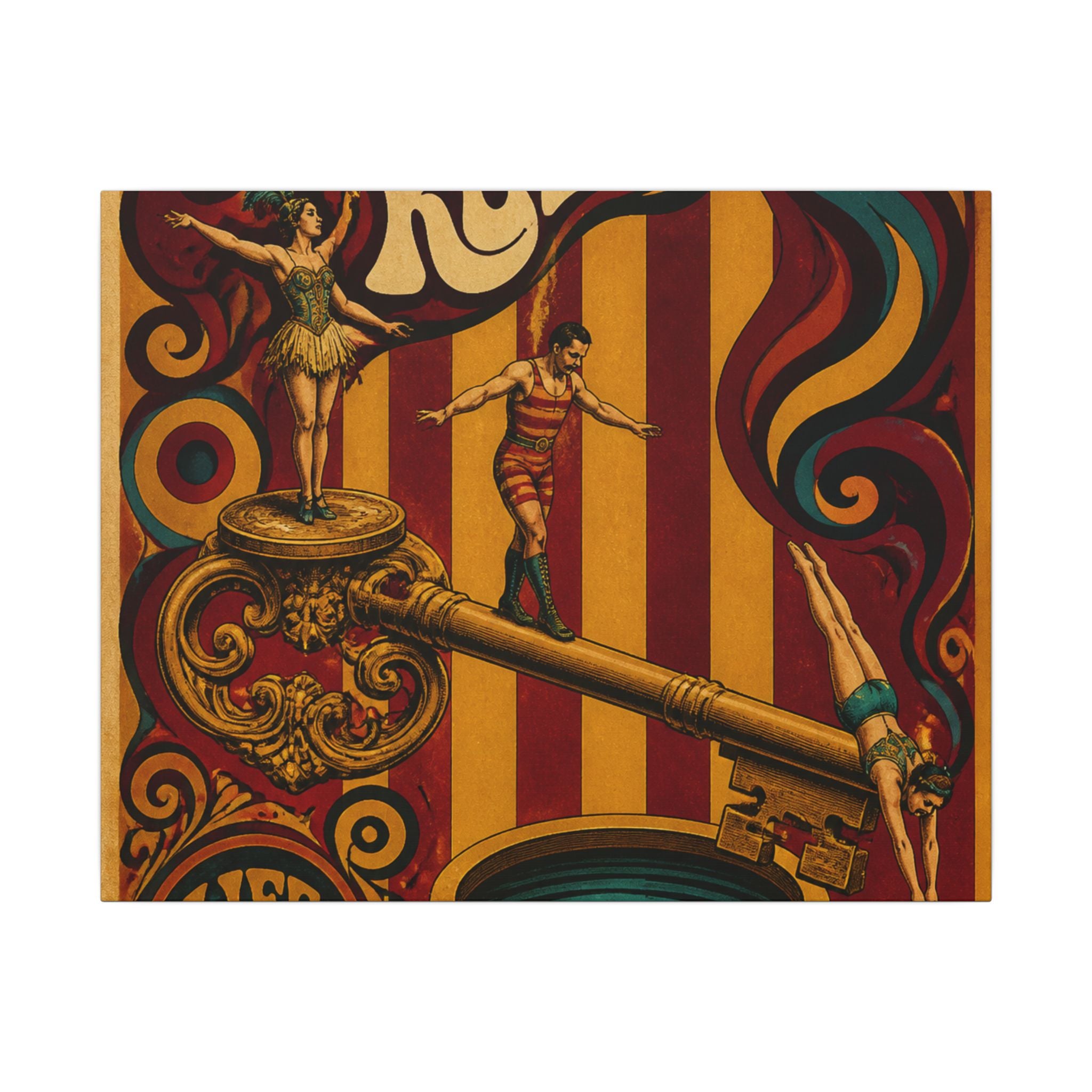Giant Key Performance Wall Art Canvas 24×36 Psychedelic Dining Room Decor Maximalist Print