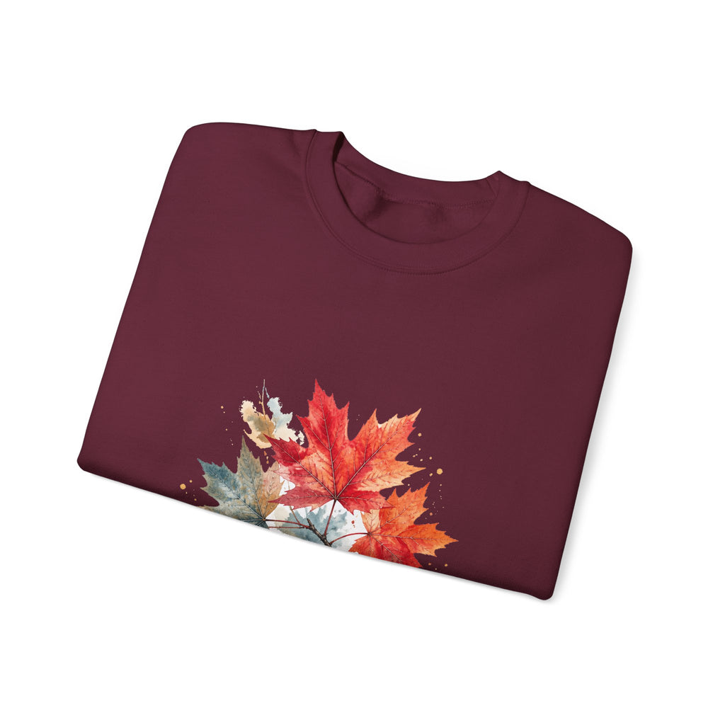 Matching Couple Sweatshirt - Cherry Blossom & Maple Leaf Matching Couple Crewneck Sweatshirt Watercolor Art His Hers Engagement Gift - Design B