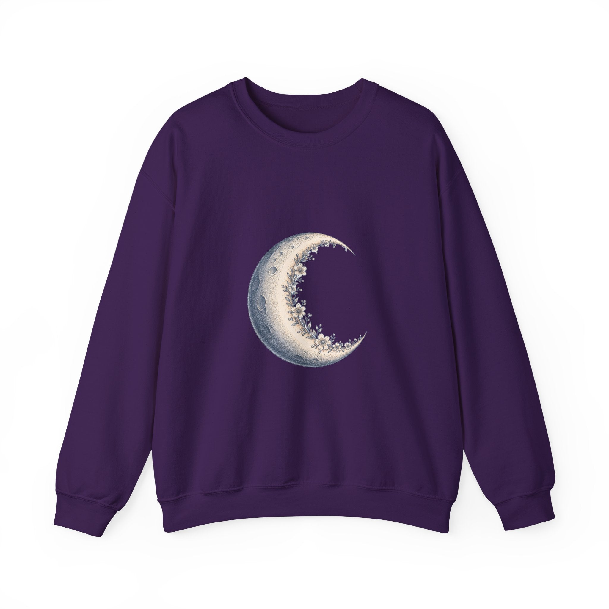 Matching Couple Sweatshirt - Waxing & Waning Moon Matching Couple Premium Fleece Sweatshirt Hand-Drawn Art His Hers Anniversary Gift - Design A