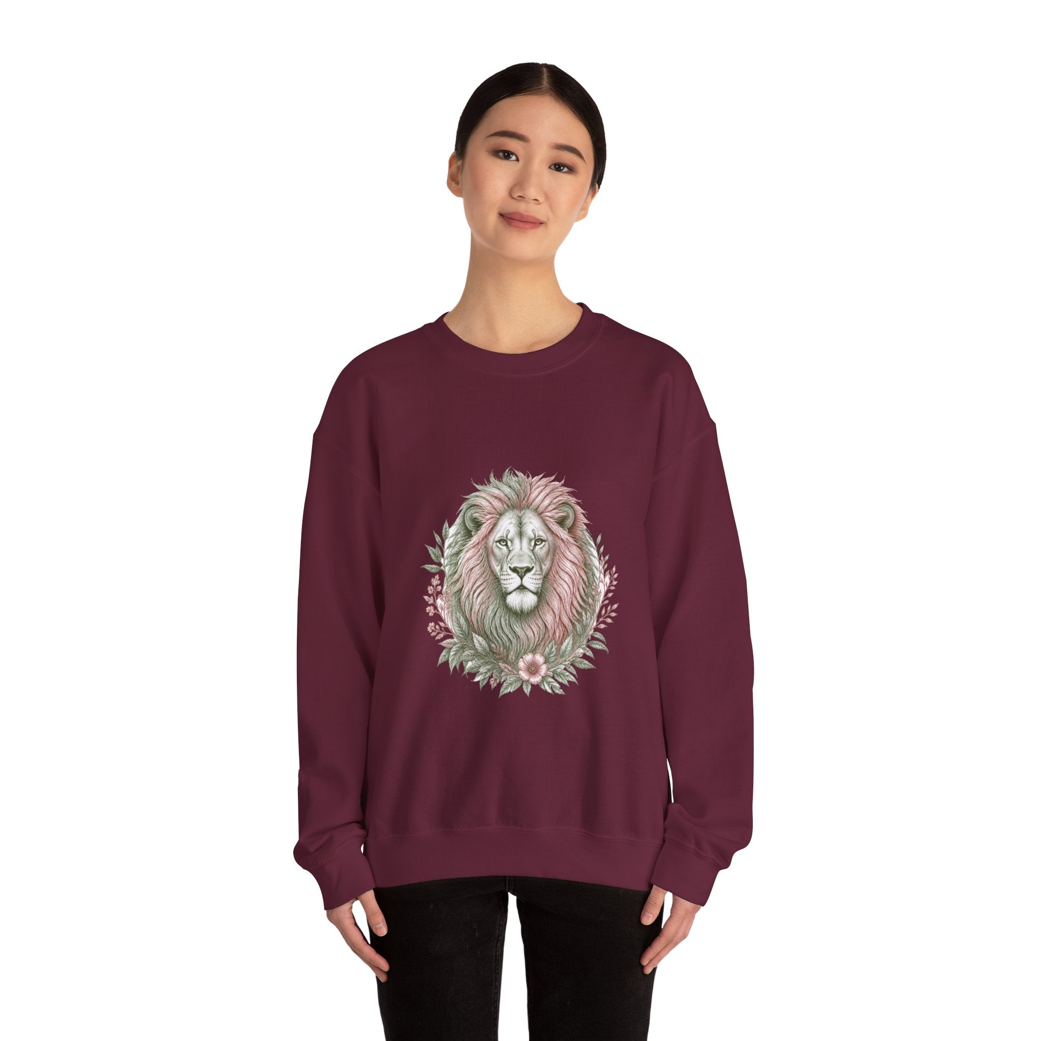 Matching Couple Sweatshirt - Lion & Lamb Matching Couple Premium Fleece Sweatshirt Hand-Drawn Art His Hers Anniversary Gift - Design A
