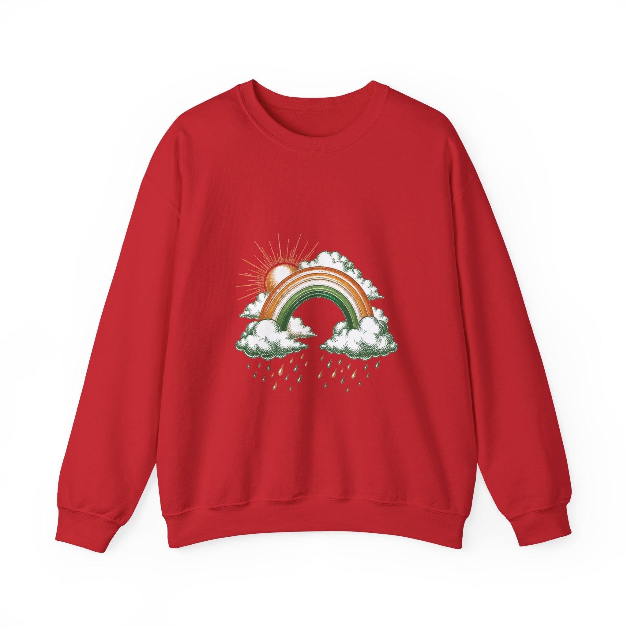 Matching Couple Sweatshirt - Storm & Rainbow Matching Couple Premium Fleece Sweatshirt Hand-Drawn Art His Hers Anniversary Gift - Design B