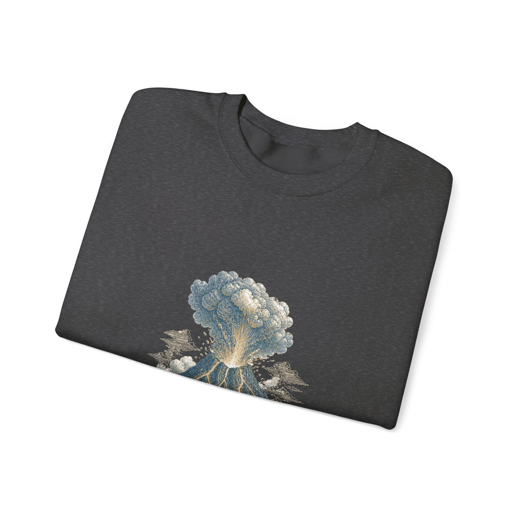 Matching Couple Sweatshirt - Volcano & Glacier Matching Couple Premium Fleece Sweatshirt Vintage Art His Hers Honeymoon Gift - Design A