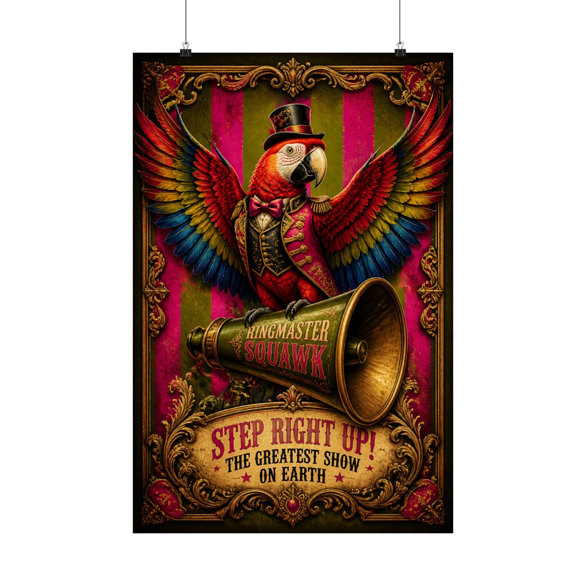 Parrot Ringmaster Wall Art Poster 18×24 Baroque Home Office Decor Maximalist Print