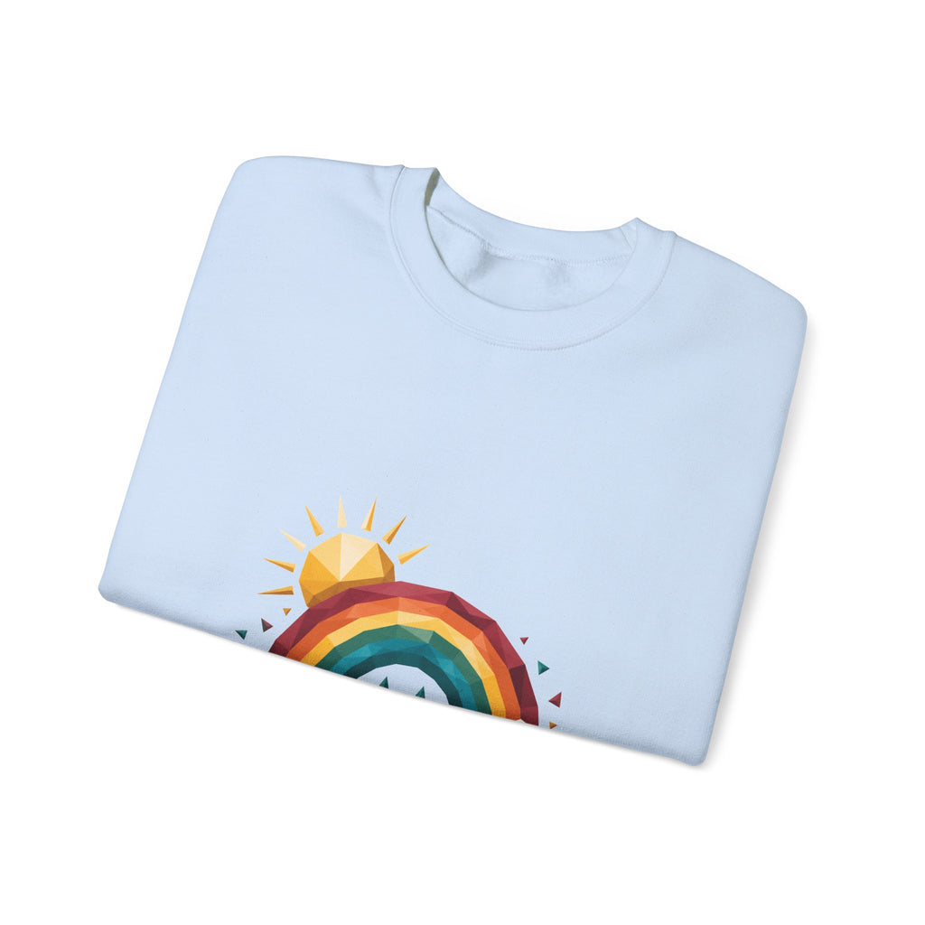 Matching Couple Sweatshirt - Storm & Rainbow Matching Couple Crewneck Sweatshirt Geometric Art His Hers Couple Gift - Design B