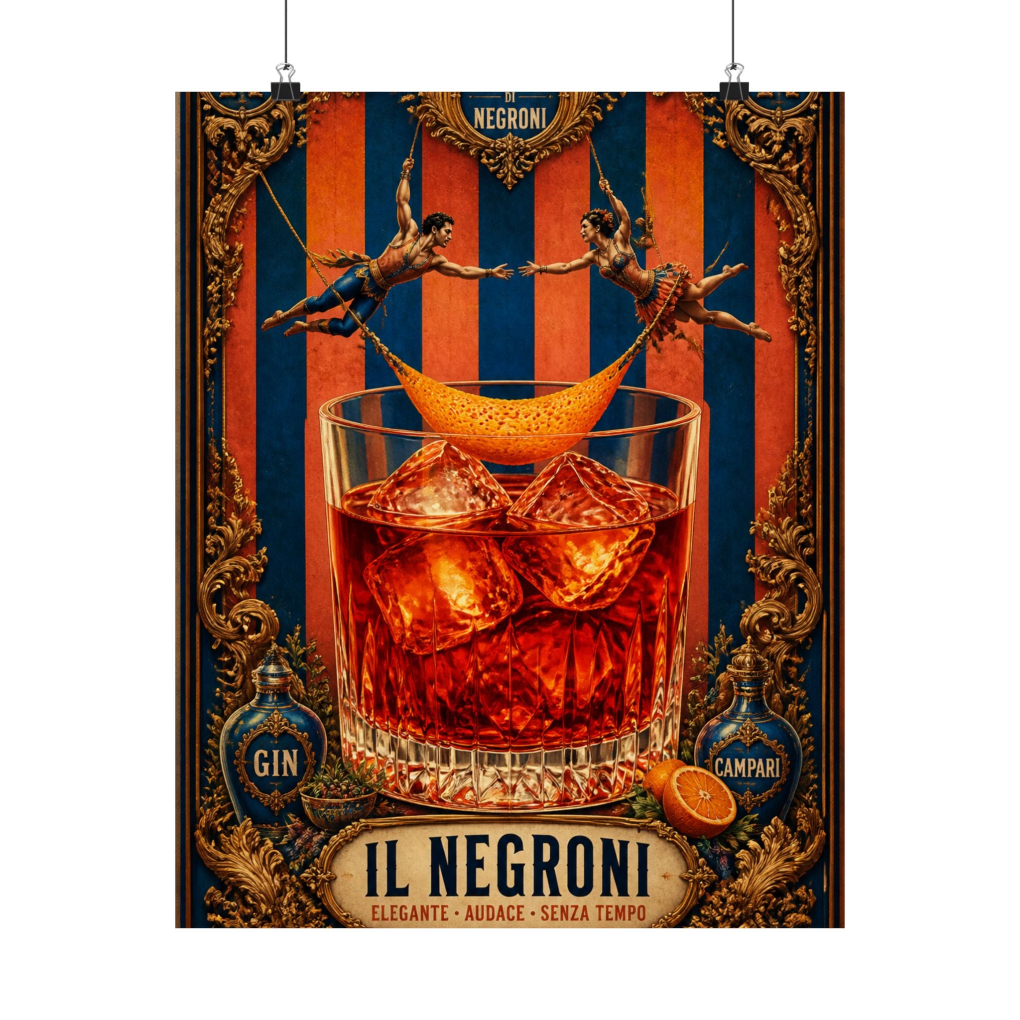 Negroni Trapeze Act Wall Art Poster 24×36 Baroque Studio Decor Maximalist Print