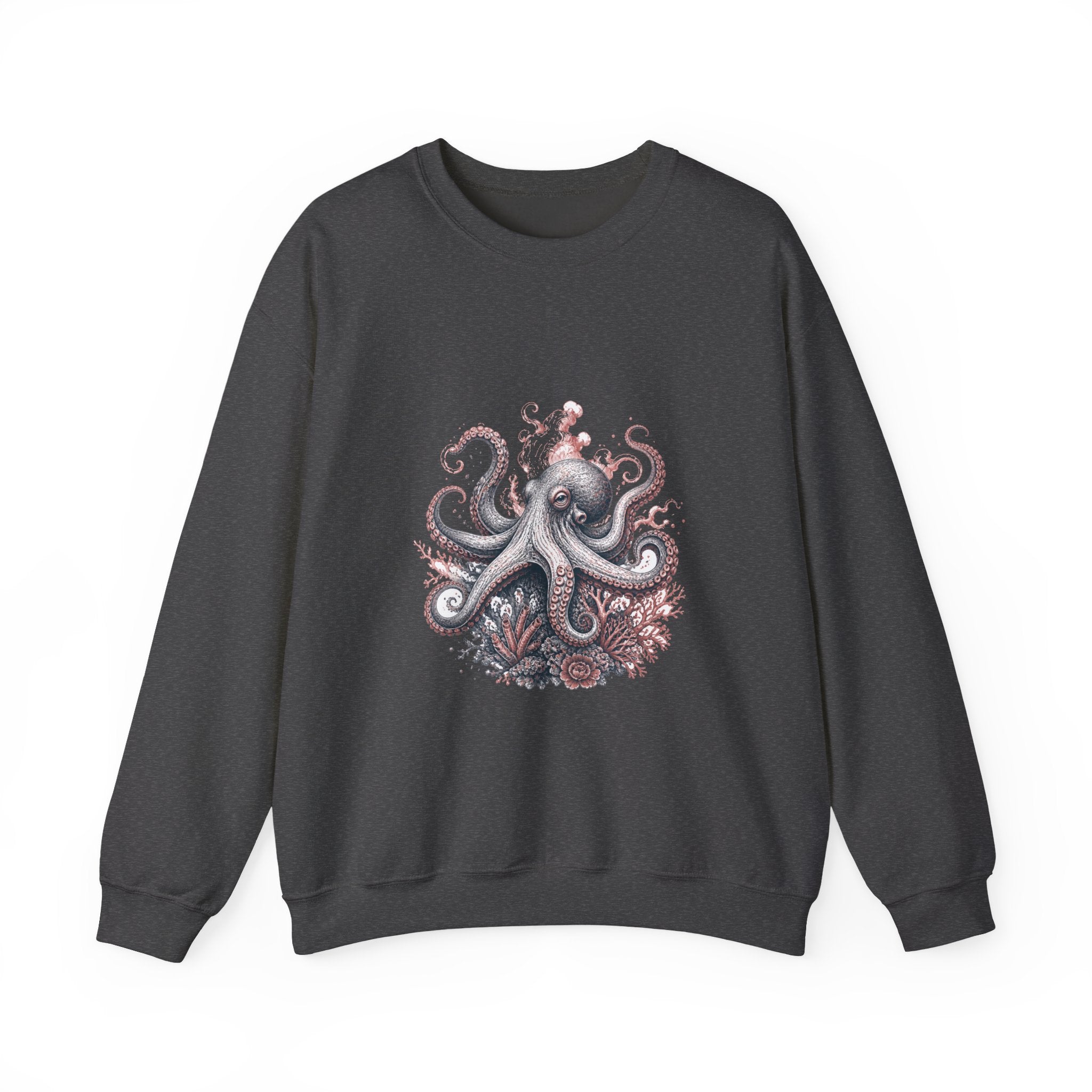 Matching Couple Sweatshirt - Octopus & Jellyfish Matching Couple Crewneck Sweatshirt Hand-Drawn Art His Hers Best Friend Gift - Design A