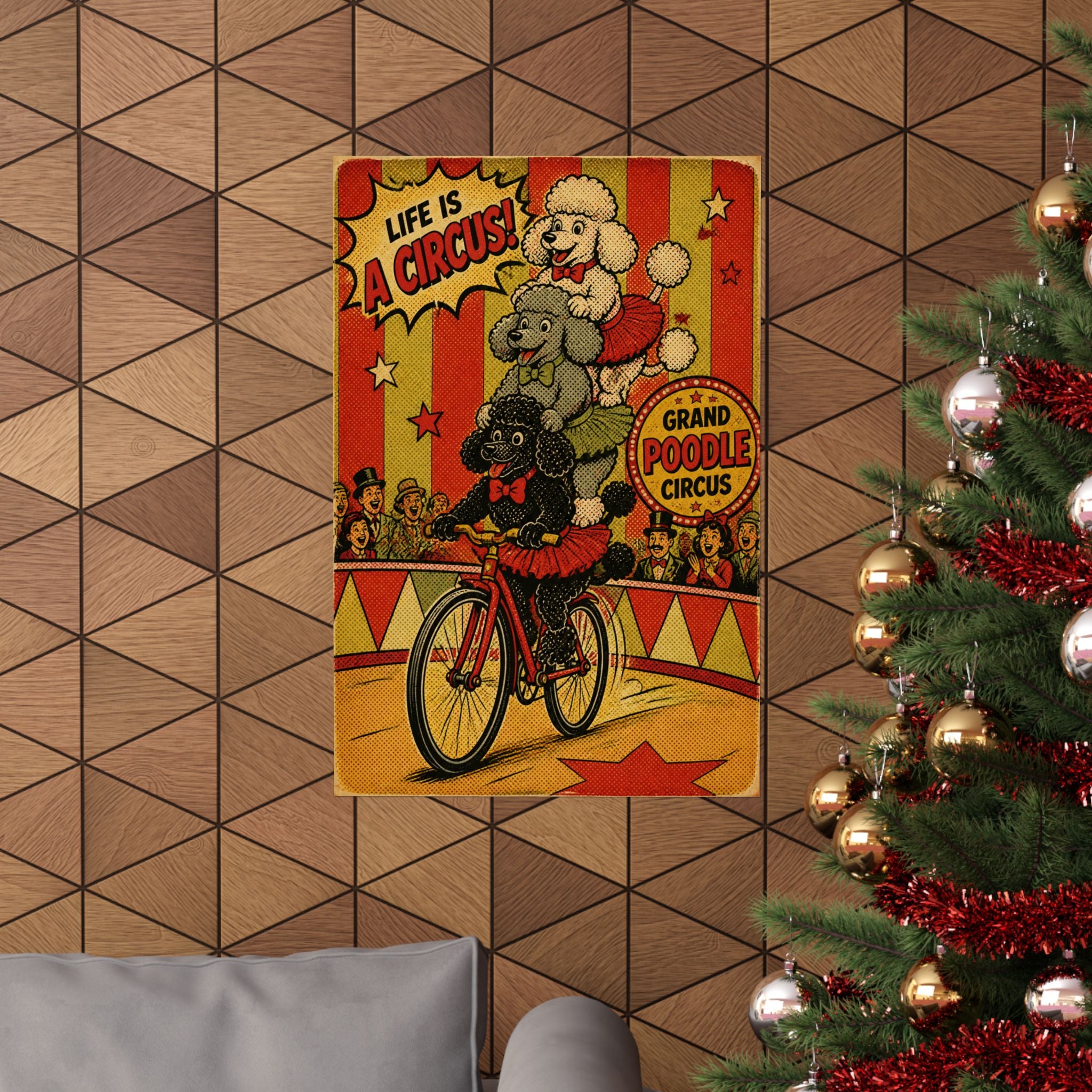 Poodle Stack Bicycle Wall Art Poster 24×36 Pop Art Restaurant Decor Maximalist Print